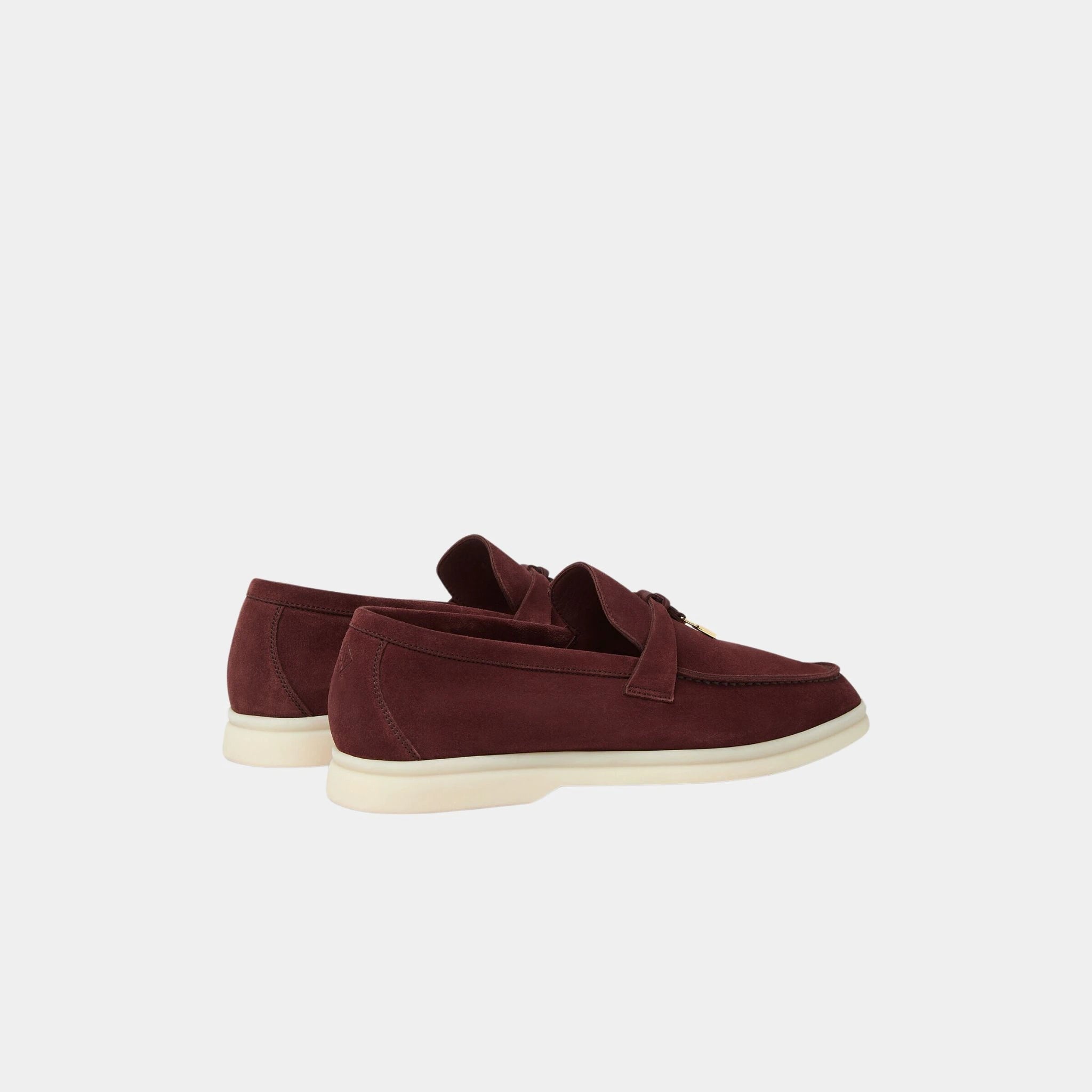 Loro Piana Summer Charms Walk Suede Loafers, Oxblood, Back