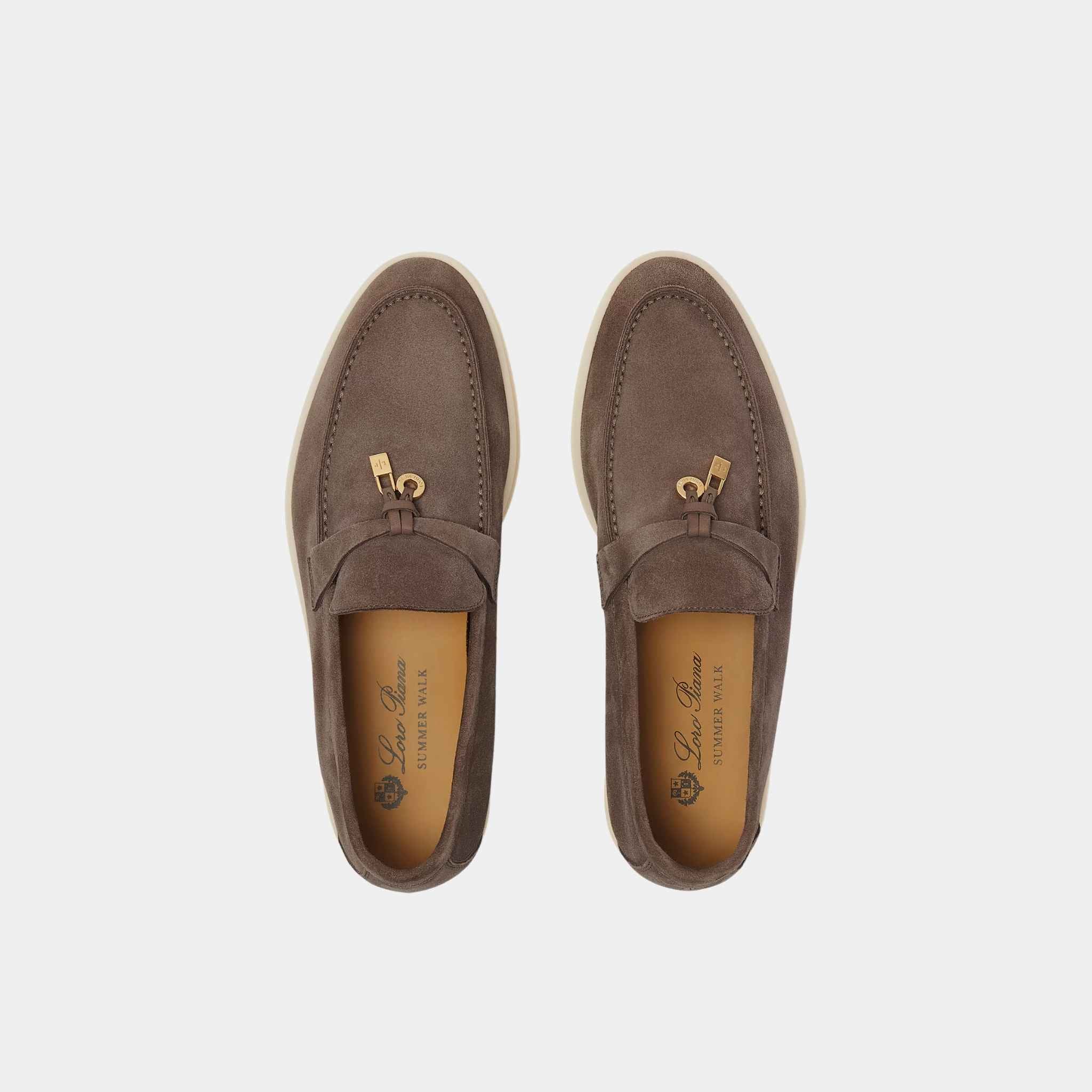 Loro Piana Summer Charms Walk Suede Loafers, Rain Drops, Top