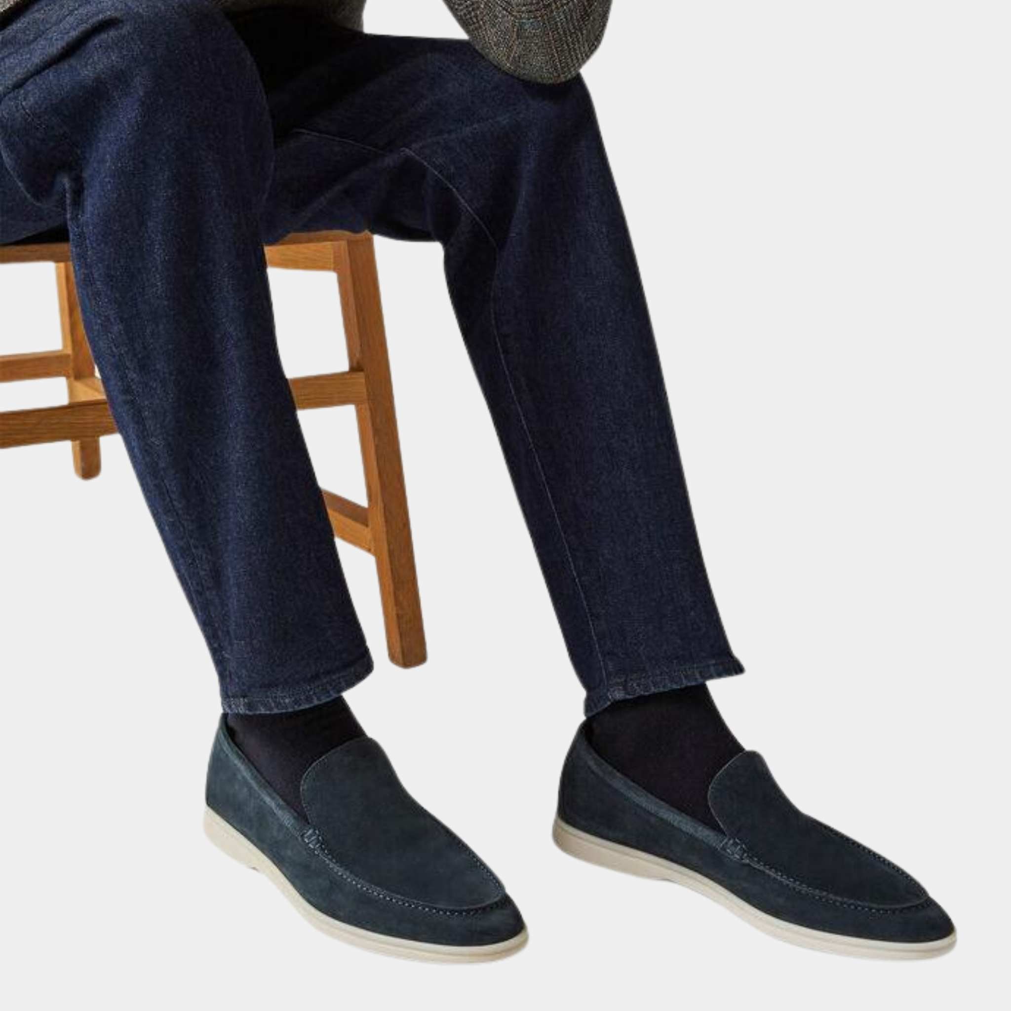 Loro Piana Summer Walk Loafers, Gray Moss, Model
