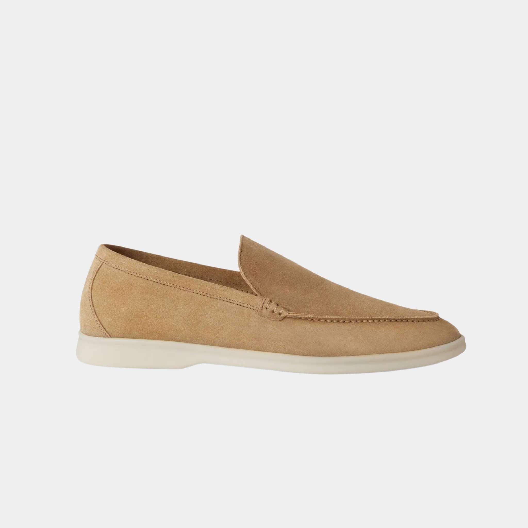 Loro Piana Summer Walk Loafers, Light Wood Smoke, Side