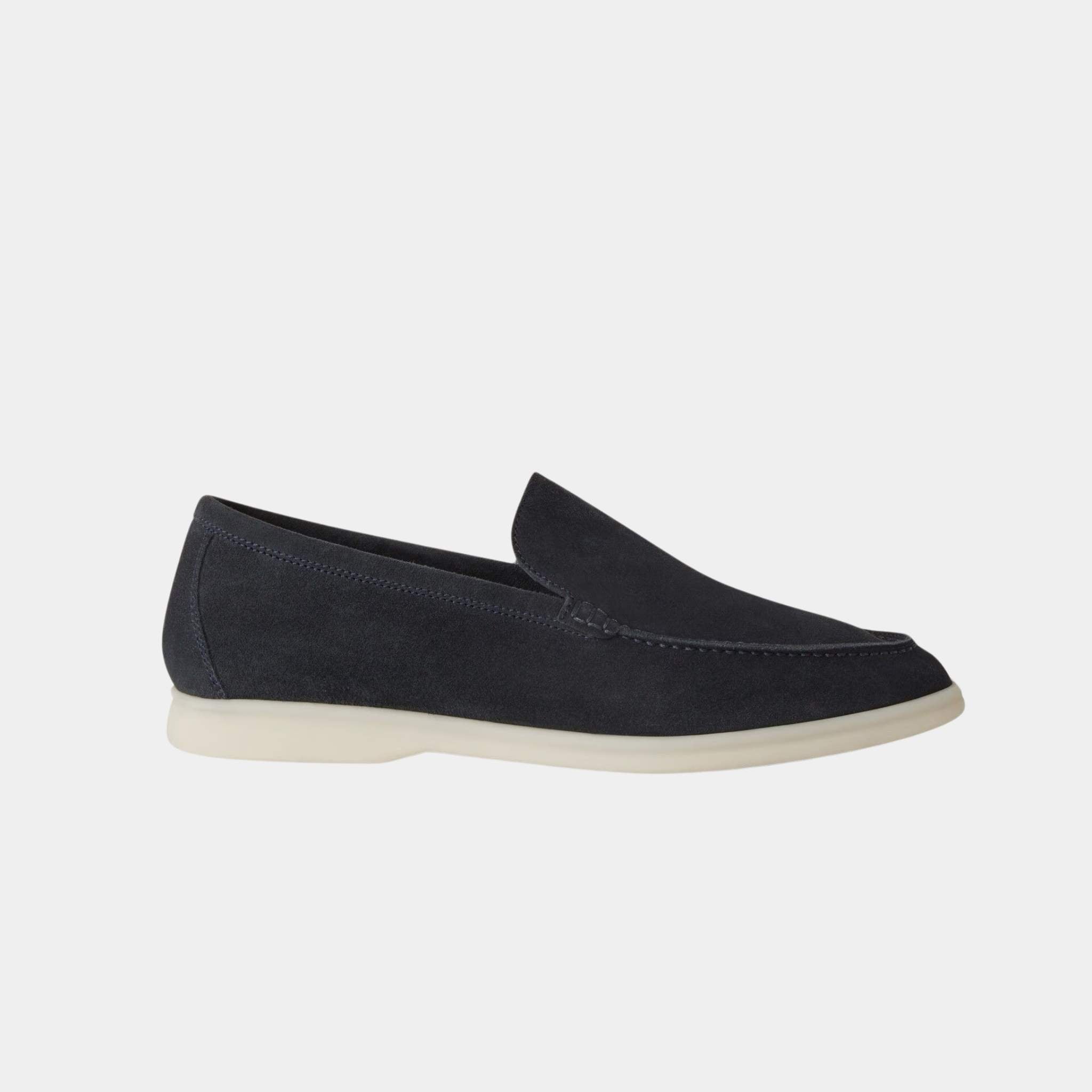 Loro Piana Summer Walk Loafers Suede With Calfskin Lining, Classic Blue, Side