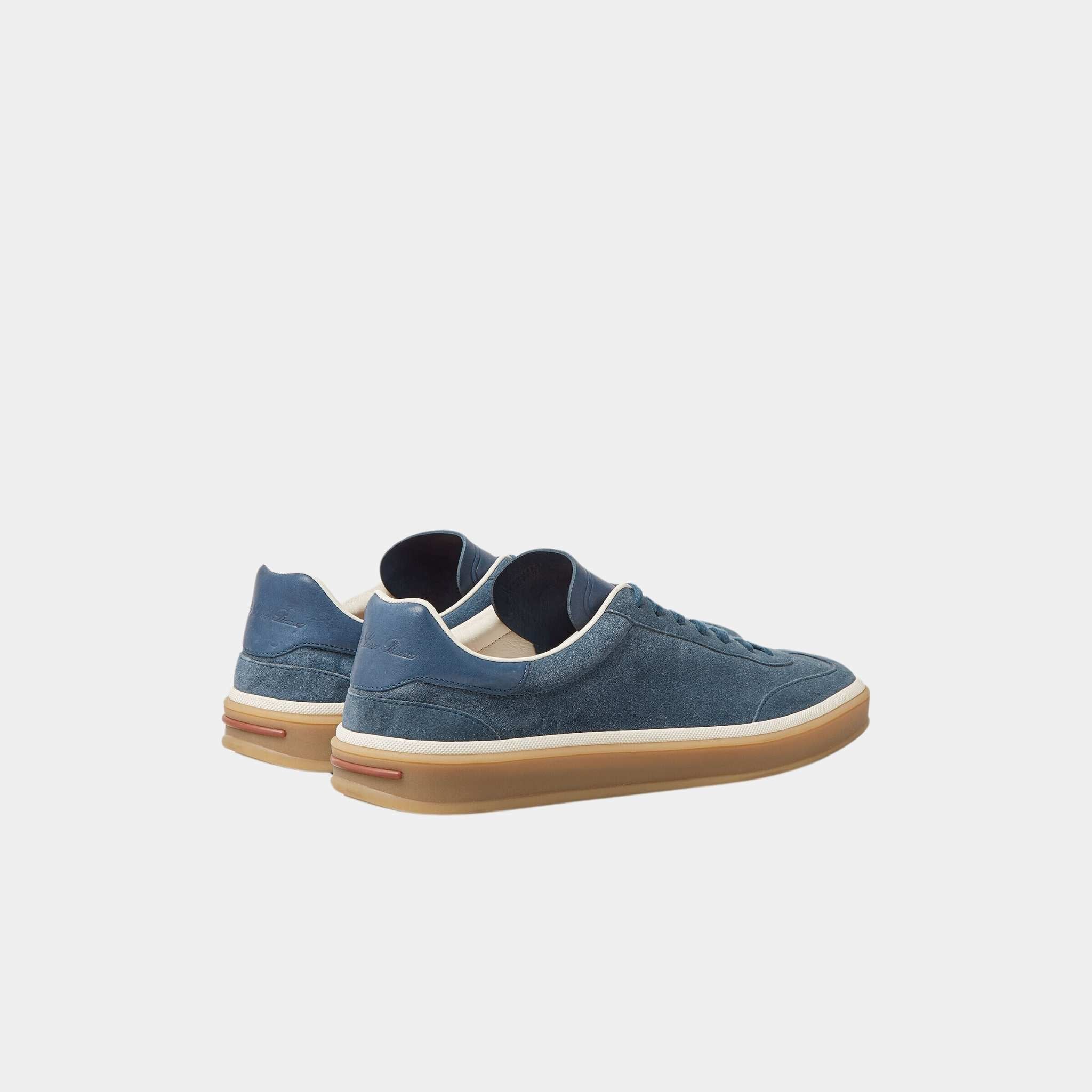 Loro Piana Tennis Walk Sneaker Men Suede Calf Split, Black Figs, Back