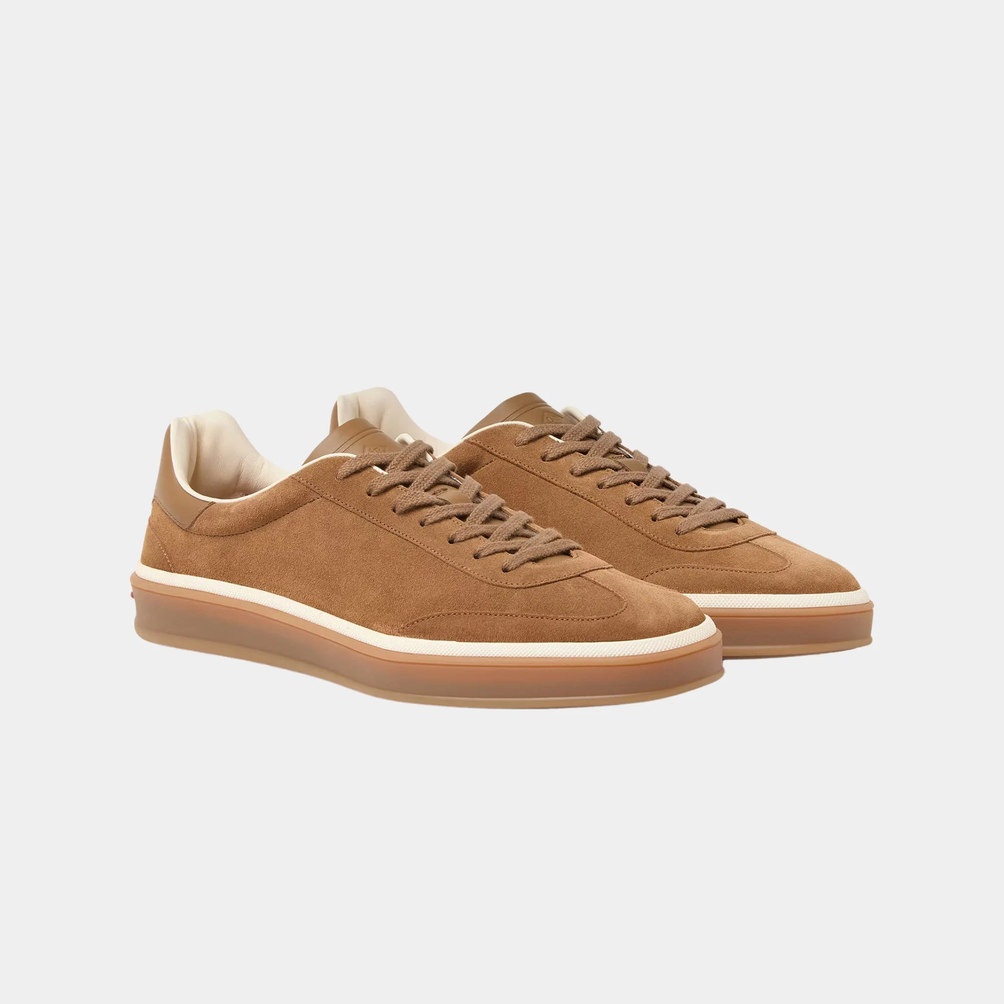 Loro Piana Tennis Walk Sneaker Men Suede Calf Split, Light Sand Dune, Front