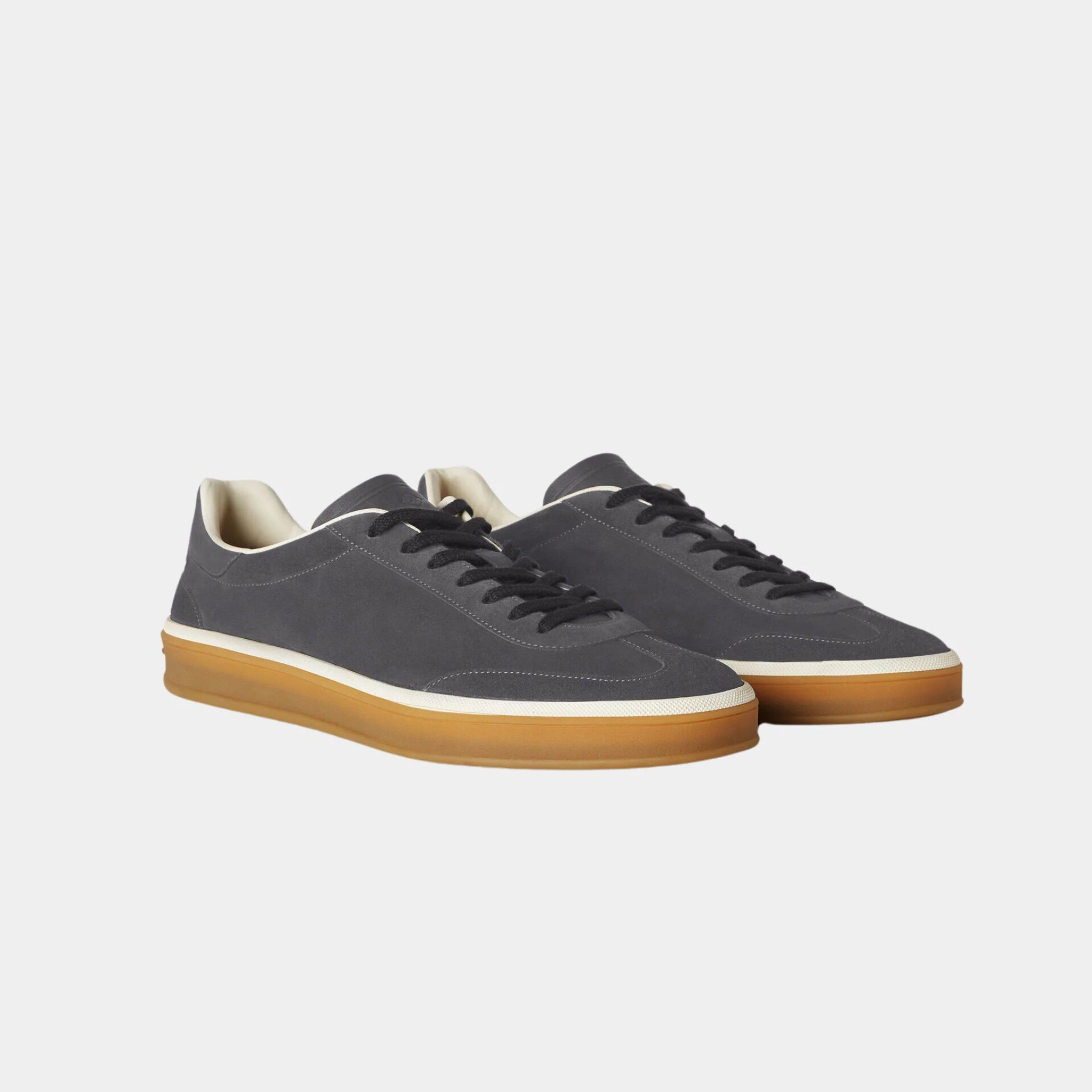 Loro Piana Tennis Walk Sneaker Men Suede Calf Split, Warm Gray, Front