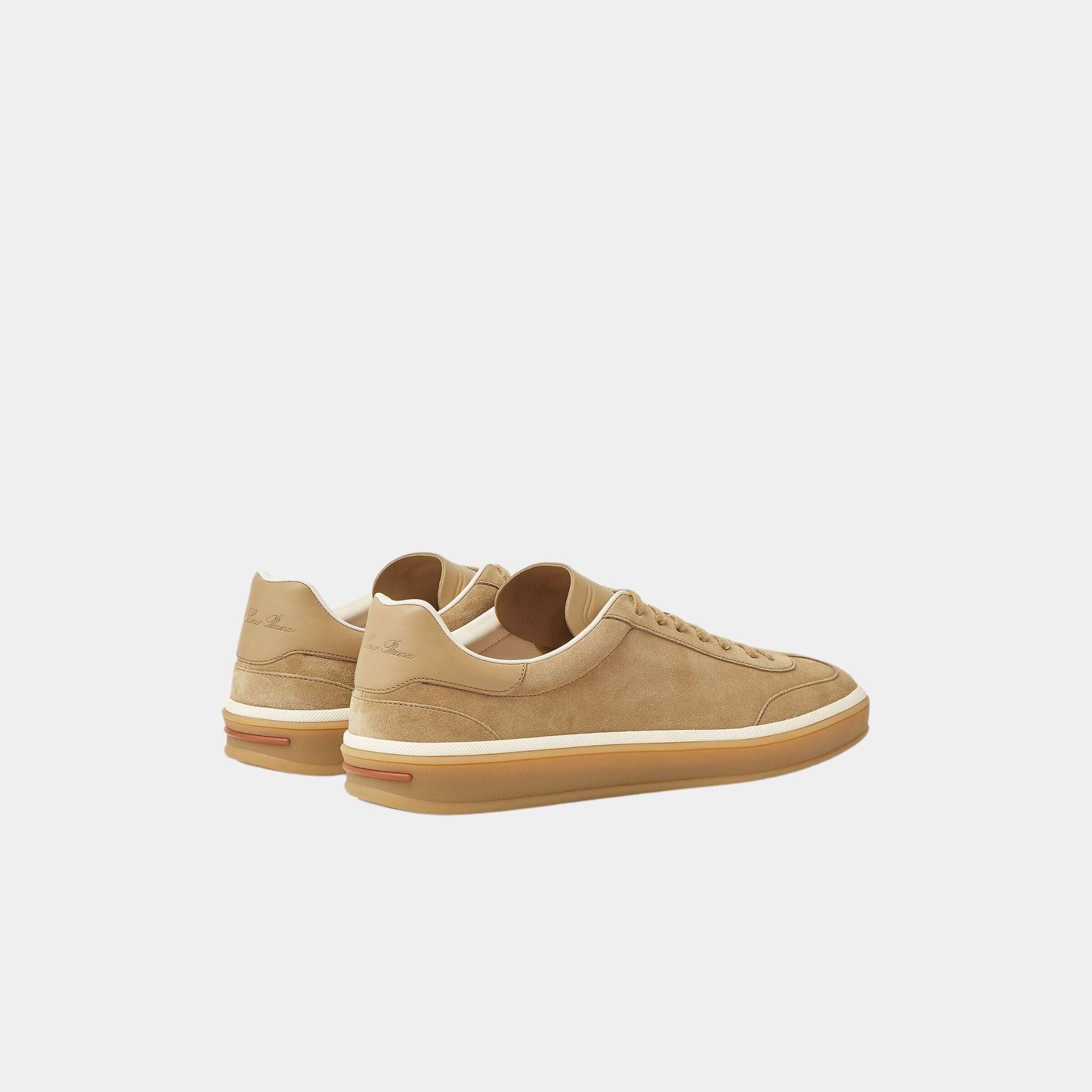 Loro Piana Tennis Walk Sneaker Men Suede Calf Split, Light Wood Smoke, Back