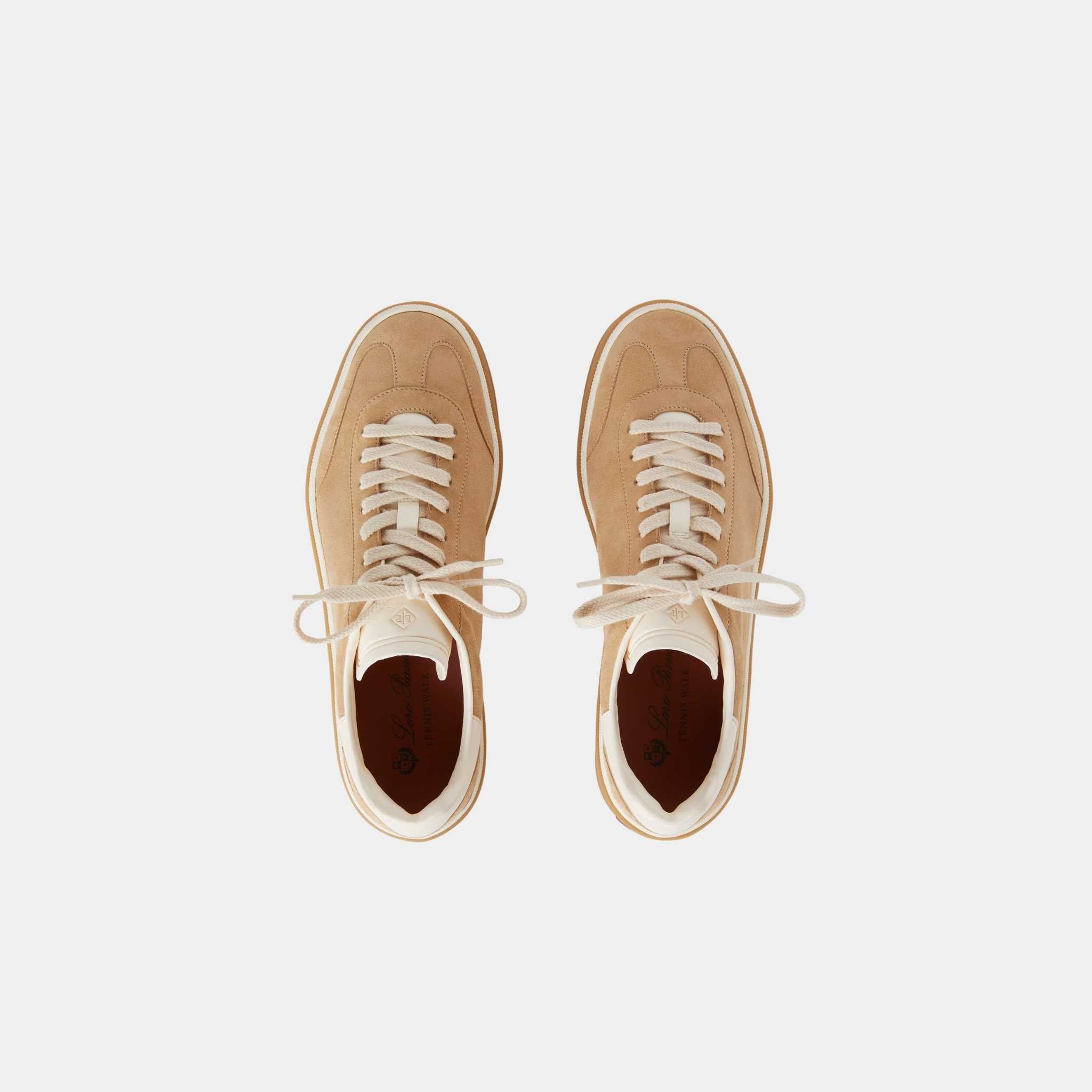 Loro Piana Tennis Walk Suede Calf Split Sneaker, Windy Dunes, Top