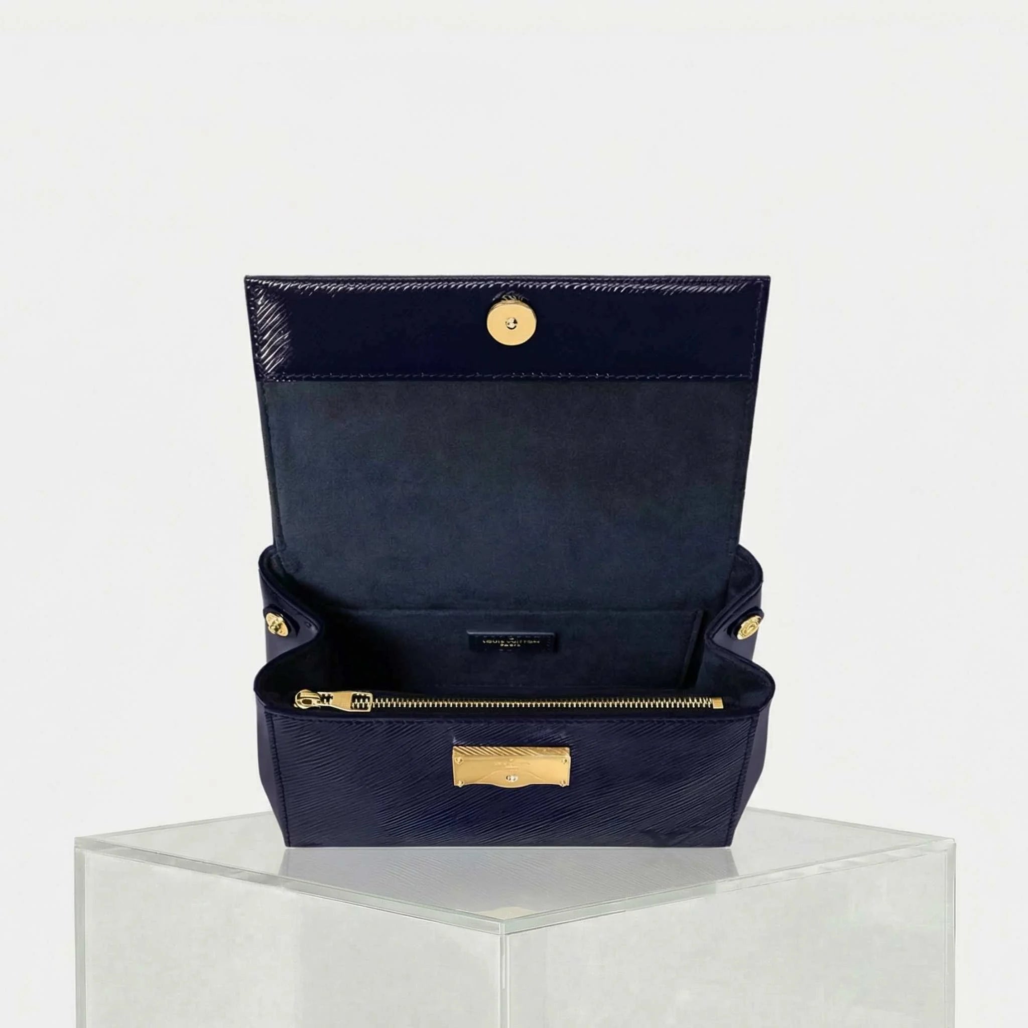 Louis Vuitton Cluny Mini Varnished Epi Cowhide Leather Handbag, Saphir, Inside