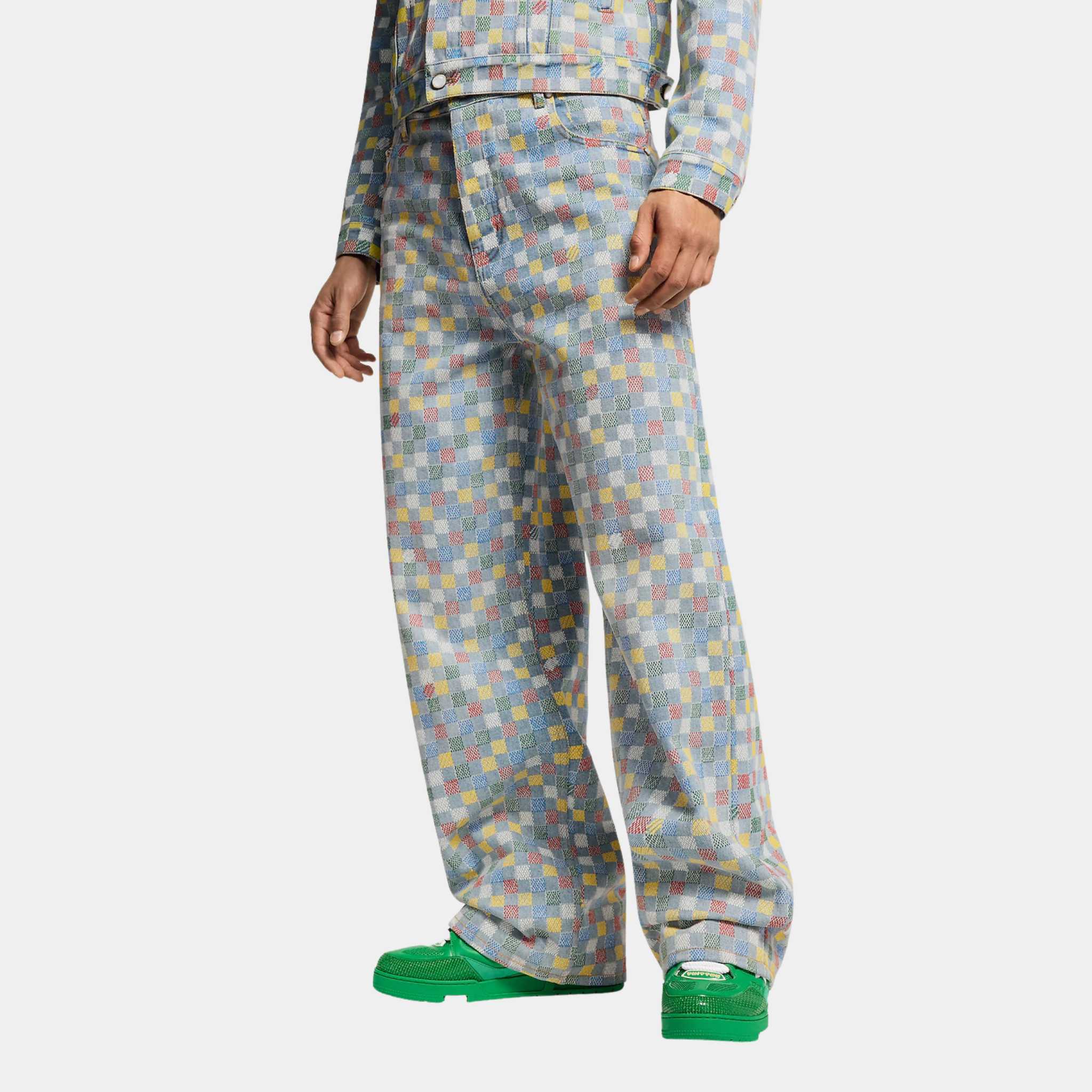 Louis Vuitton Damier Denim Wide-Leg Pants Runway, Model,