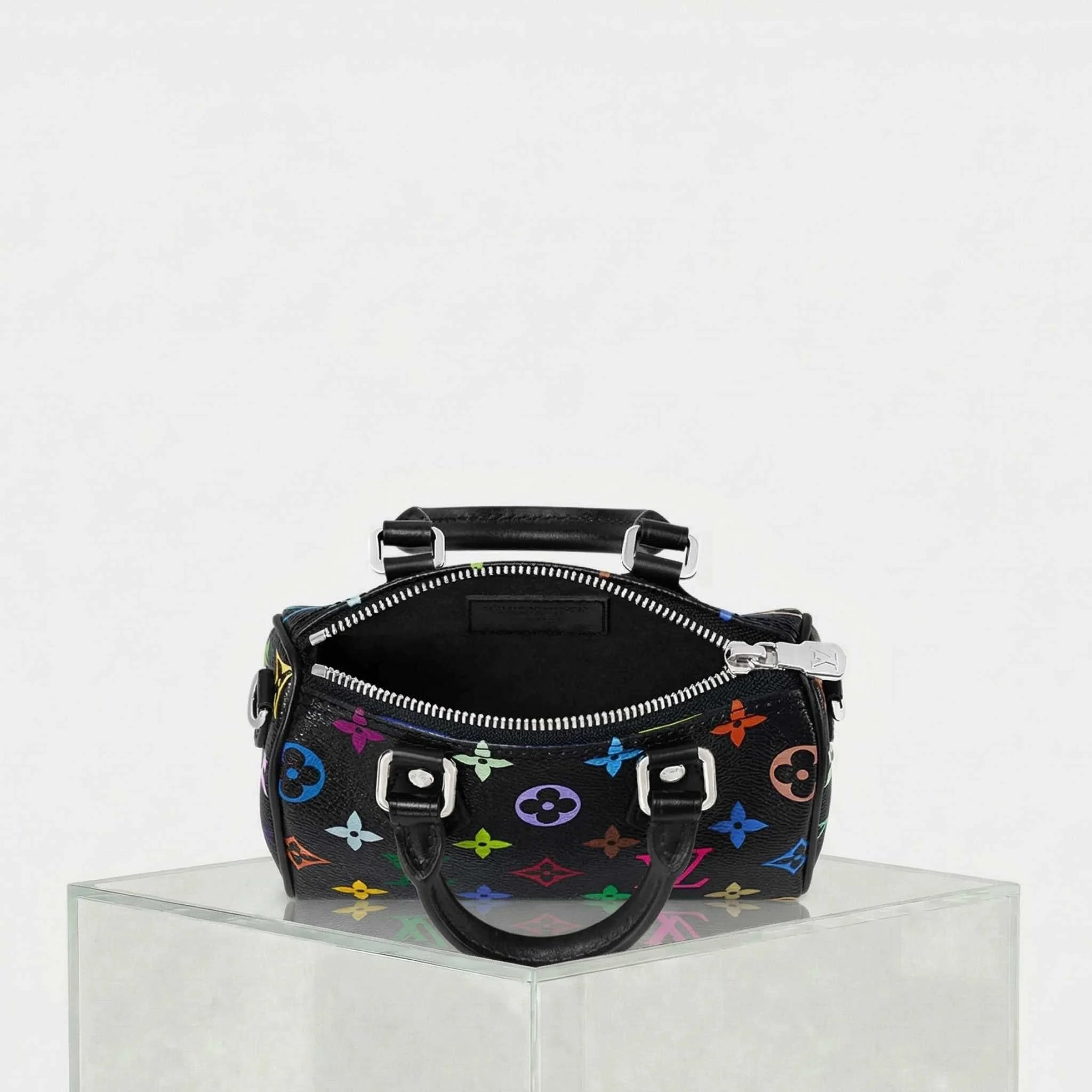 Louis Vuitton LV x TM Nano Speedy Handbag, Black, Inside