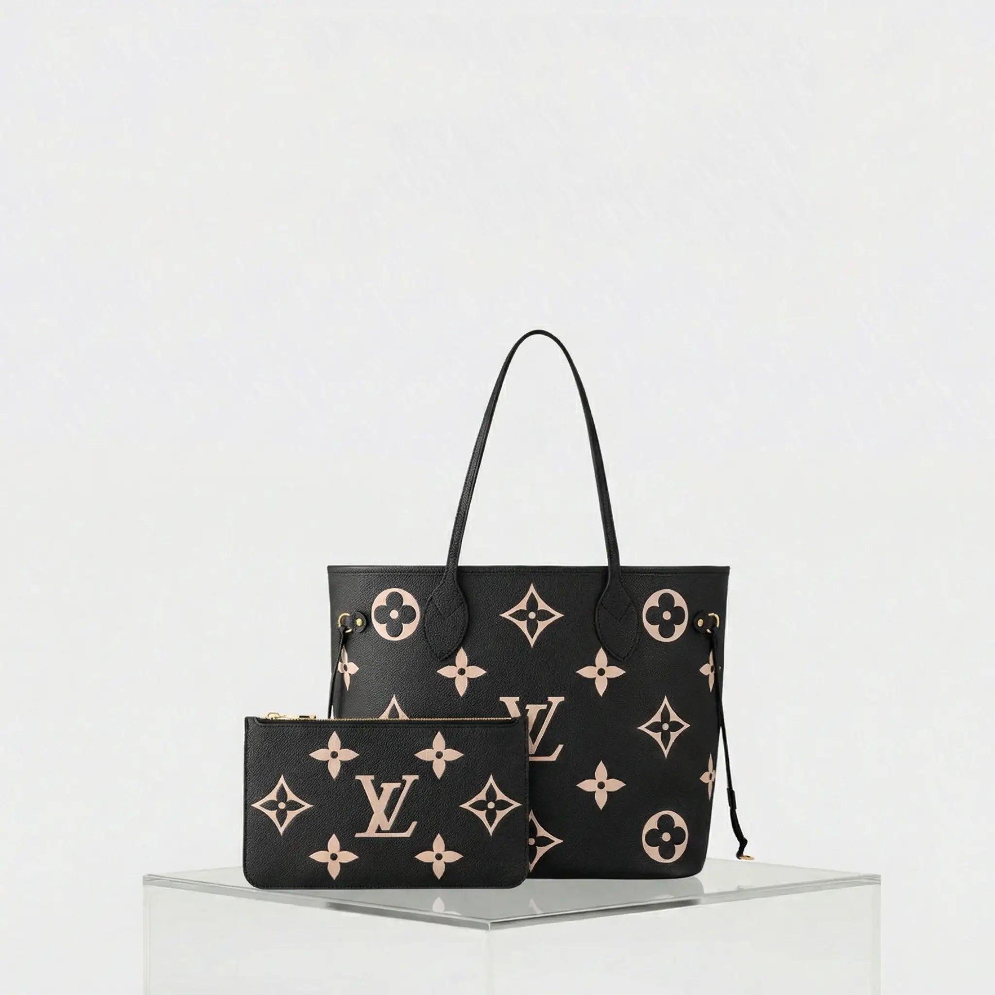 Louis Vuitton Neverfull MM Tote In Two-Tone Monogram Empreinte, Set