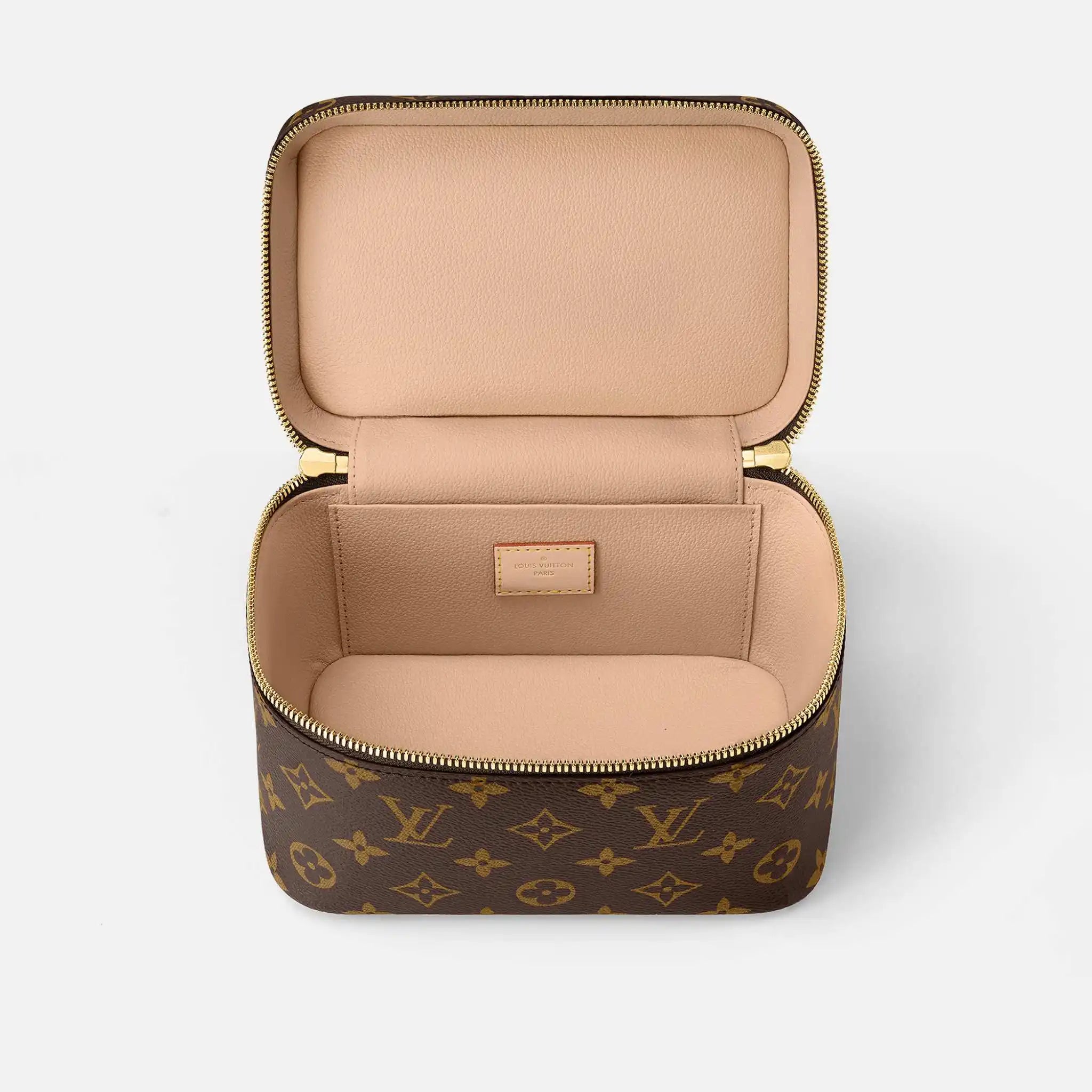 Louis Vuitton Nice Mini Handbag Monogram Canvas, Beige, Open