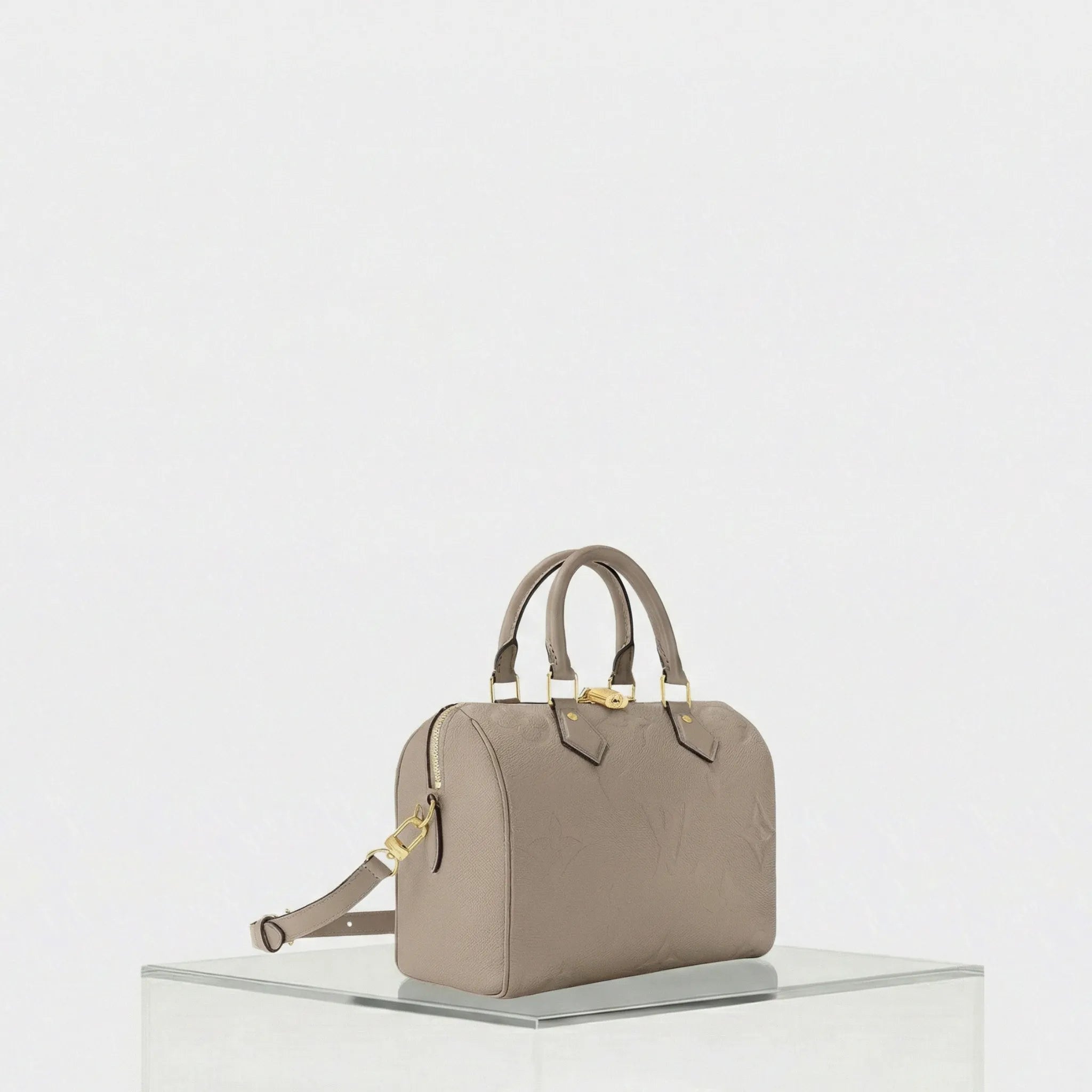 Louis Vuitton Speedy Bandouliere 25 Bag Monogram Empreinte, Tourterelle, Side