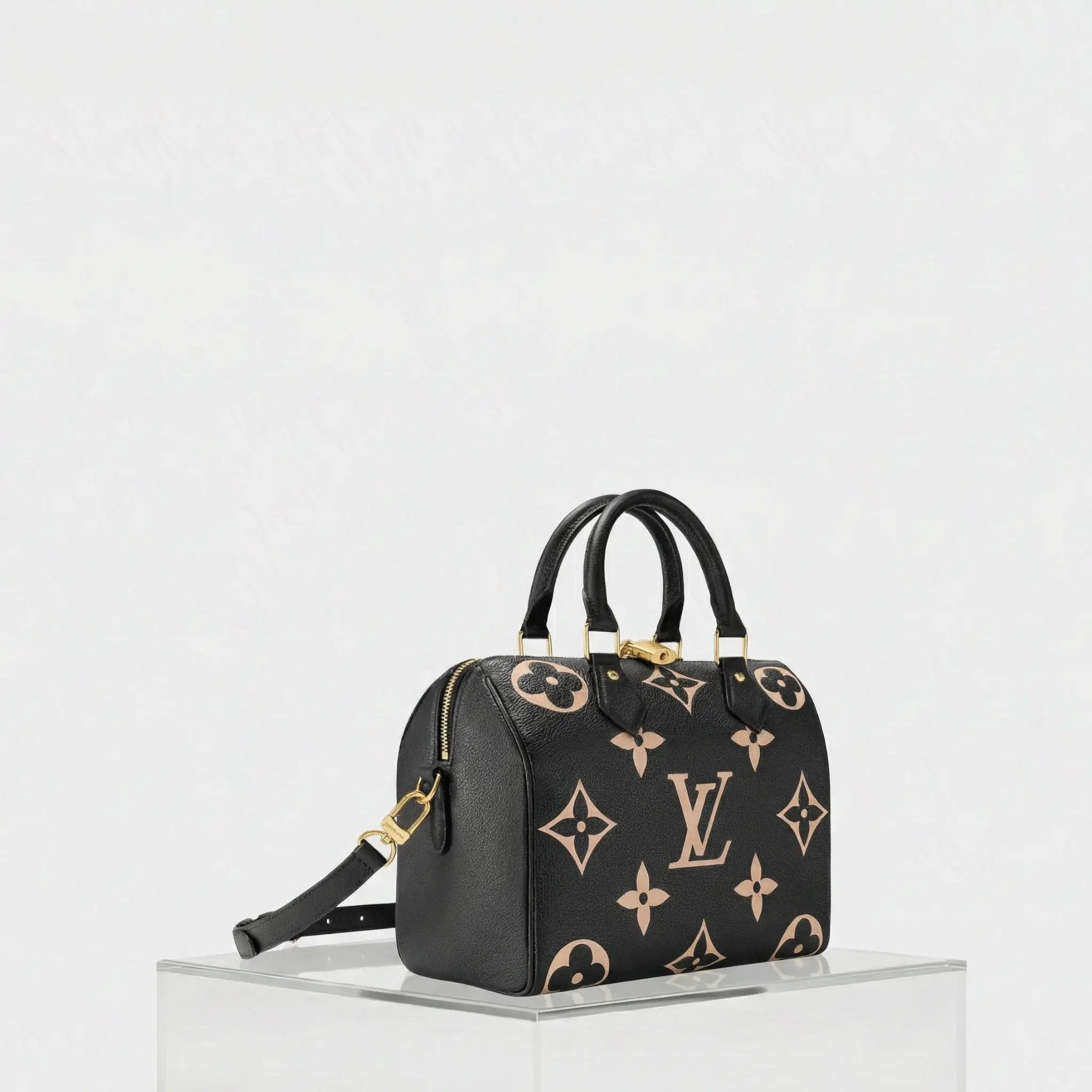 Louis Vuitton Speedy Bandouliere 25 Bag Two-Tone Monogram Empreinte, Side
