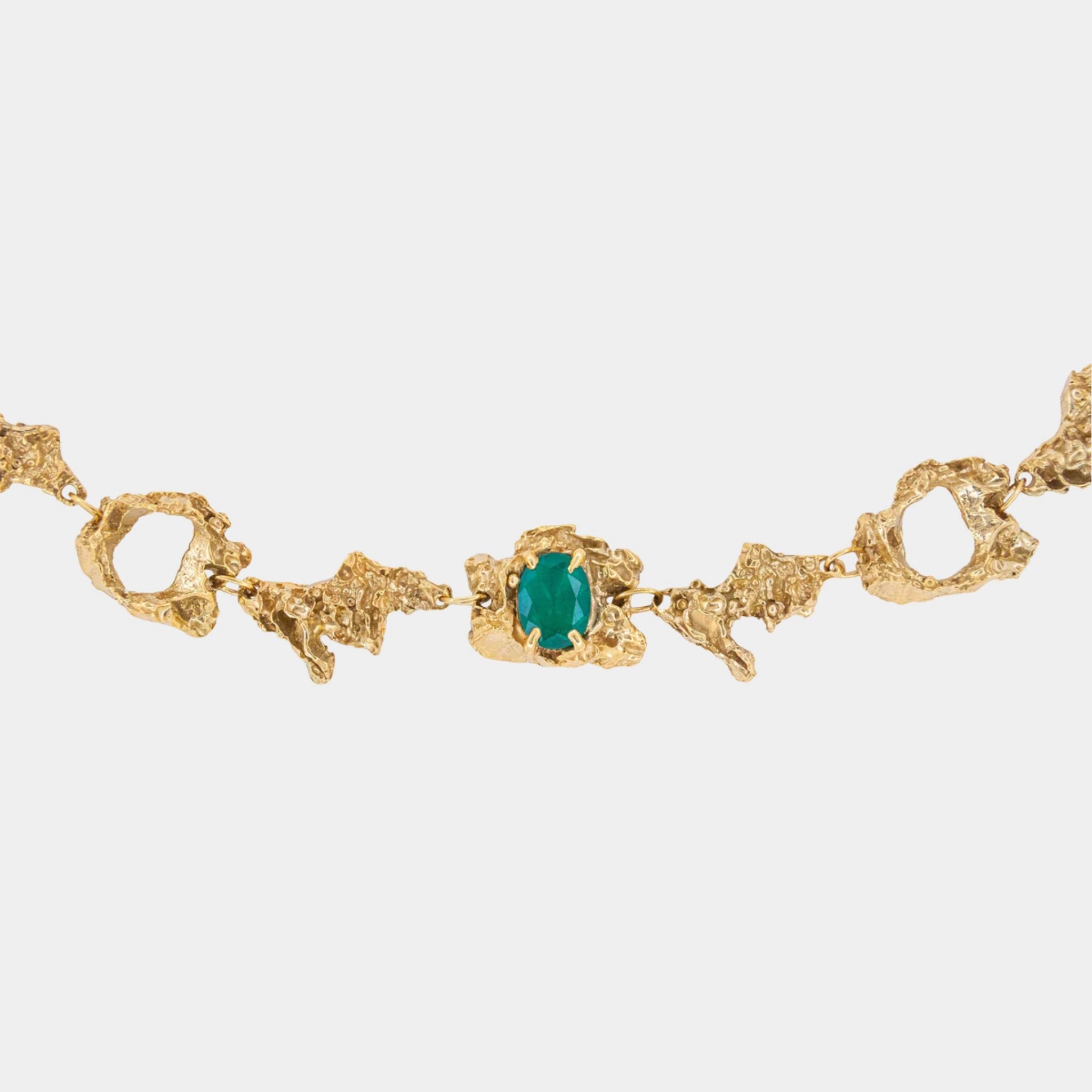 Loveness Lee Eryngii Emerald Necklace, Gold Plated, Closeup