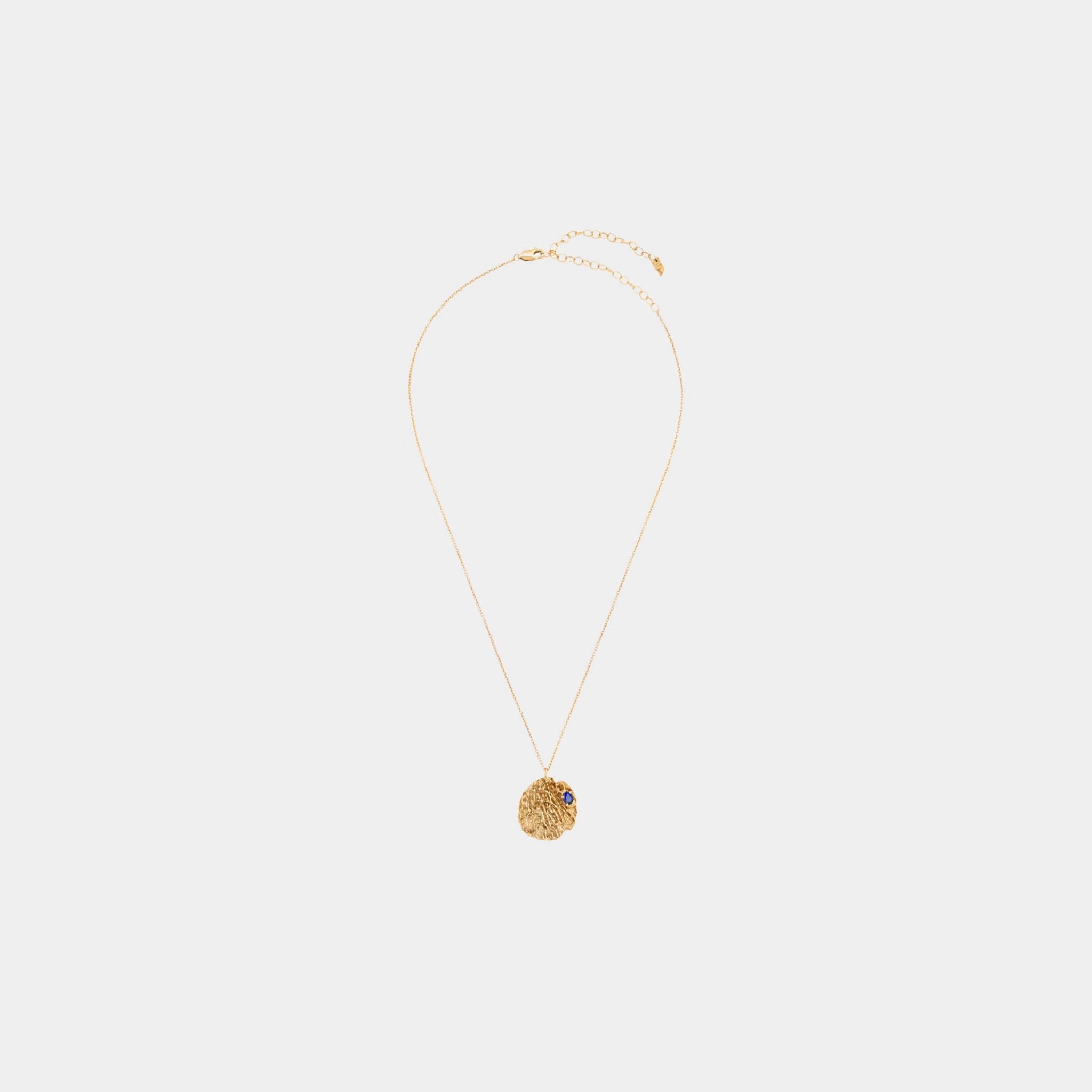 Loveness Lee Maitake Sapphire Medallion Necklace, Gold, Far