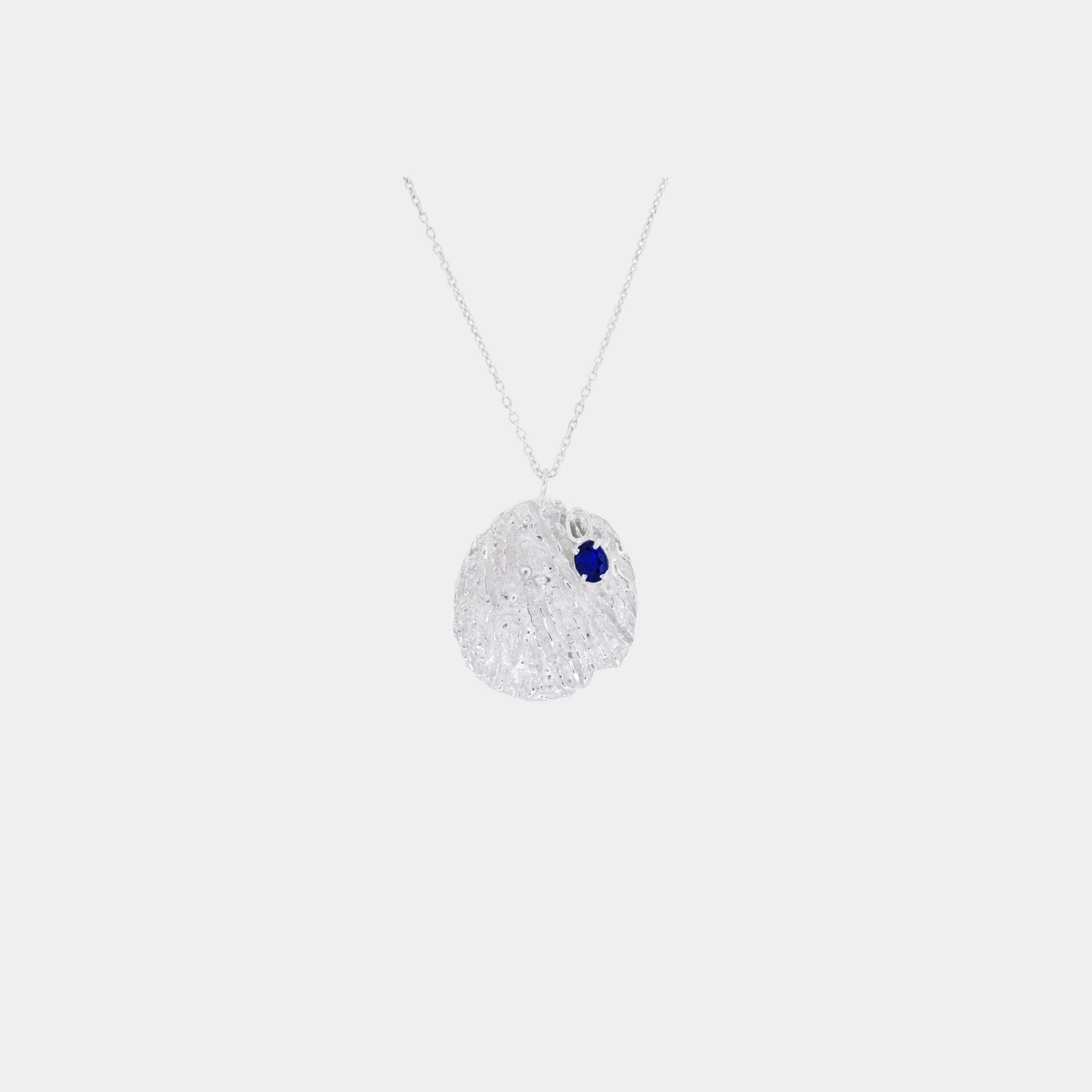 Loveness Lee Maitake Sapphire Medallion Necklace, Silver, Front