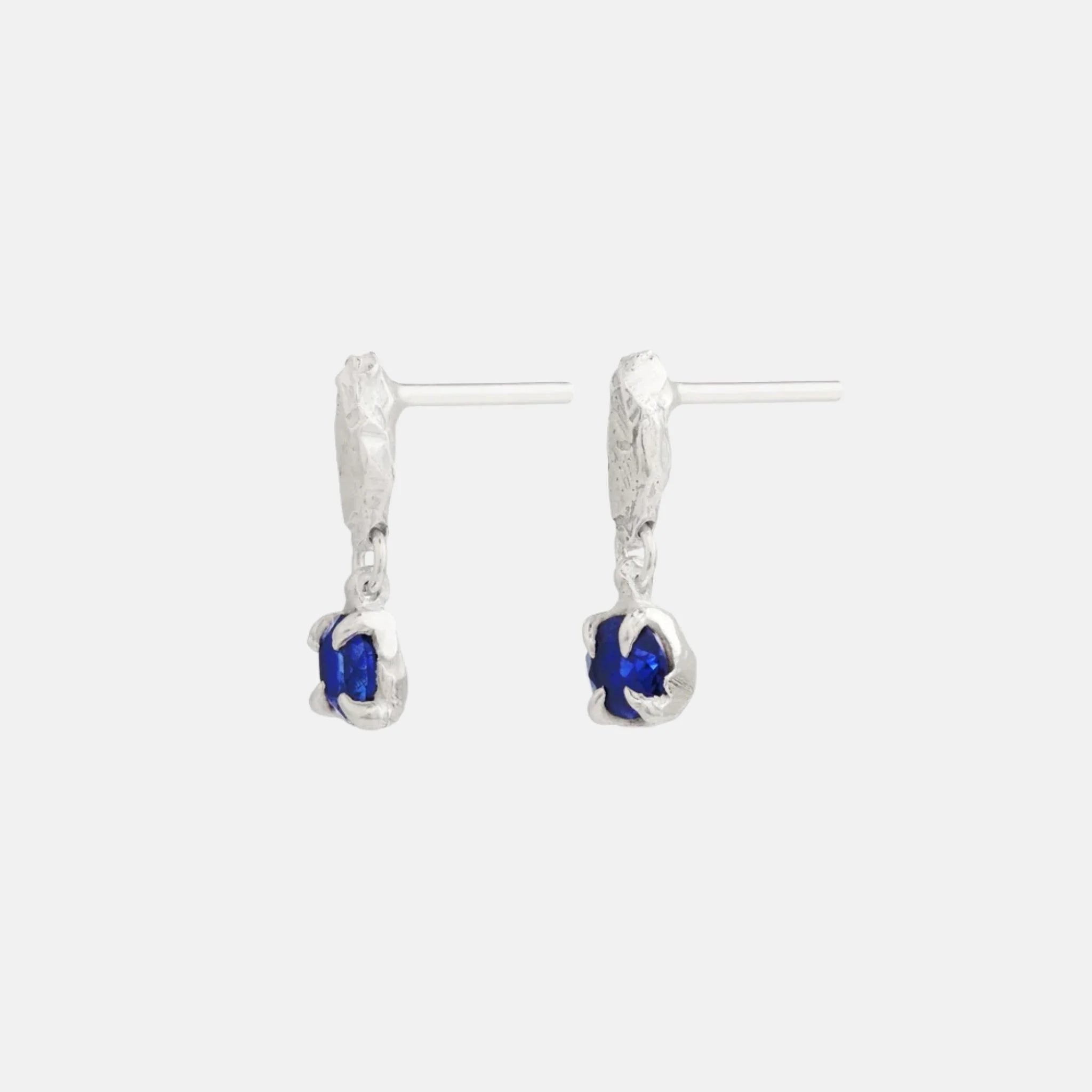 Loveness Lee Mini Tota Recycled Silver Argenti Earrings, Blue Sapphire Side
