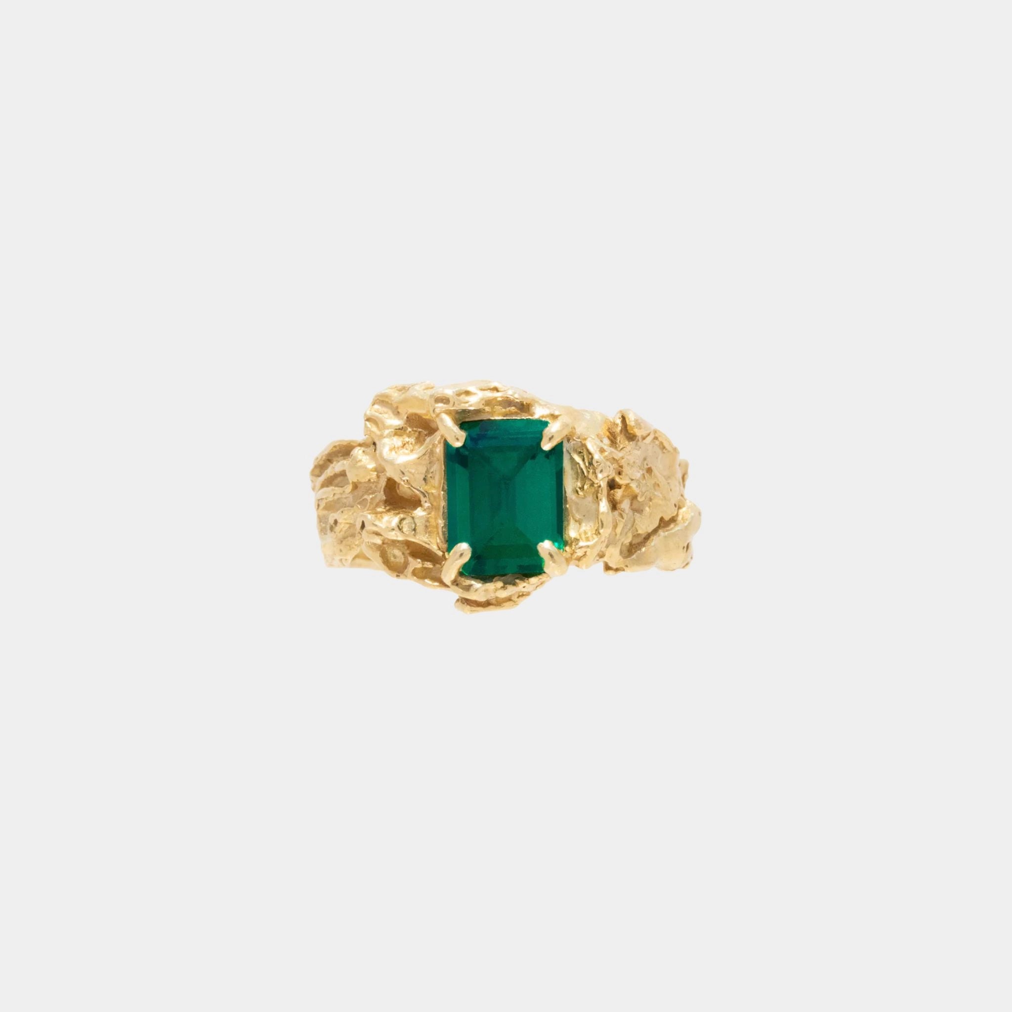 Loveness Lee Shimeji Emerald Ring, Gold Plated , front