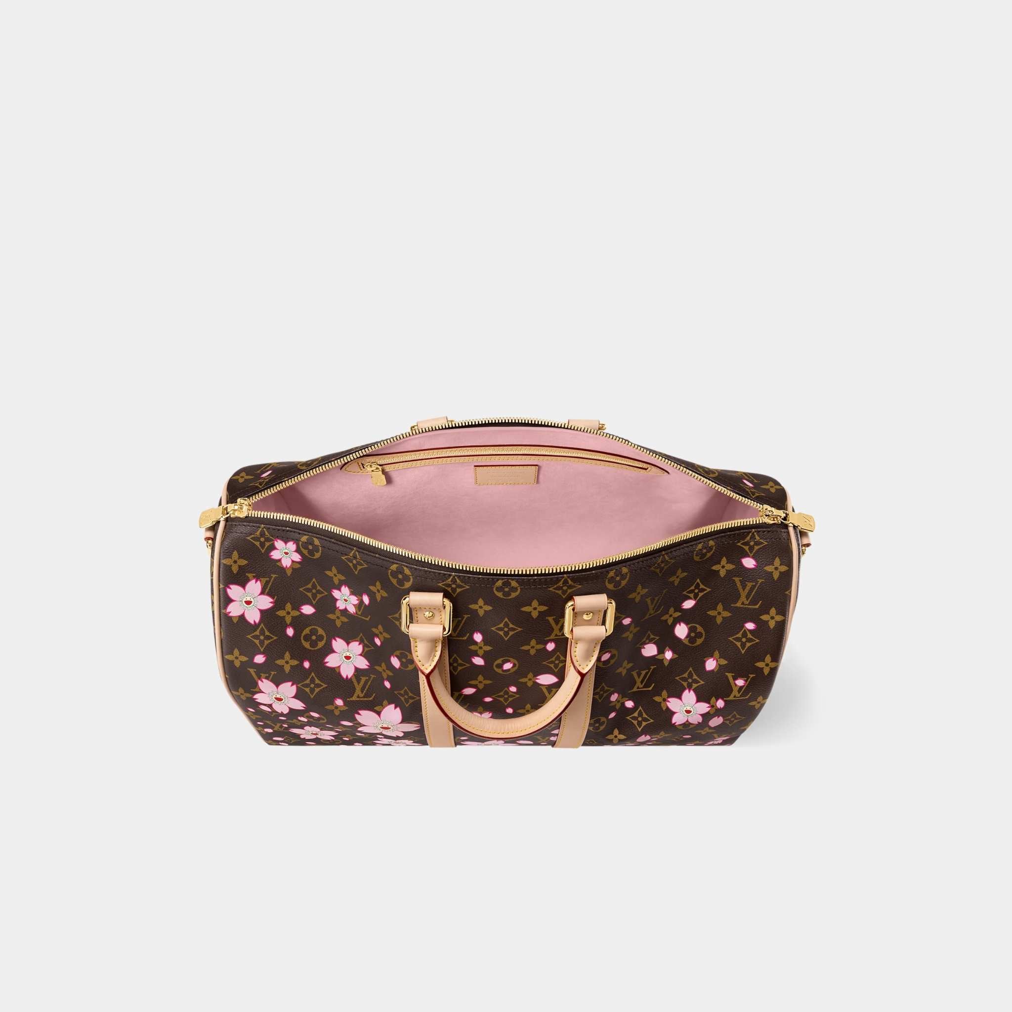 LV x TM Keepall Bandoulière 45 Monogram Cherry Blossom Motifs, Inside