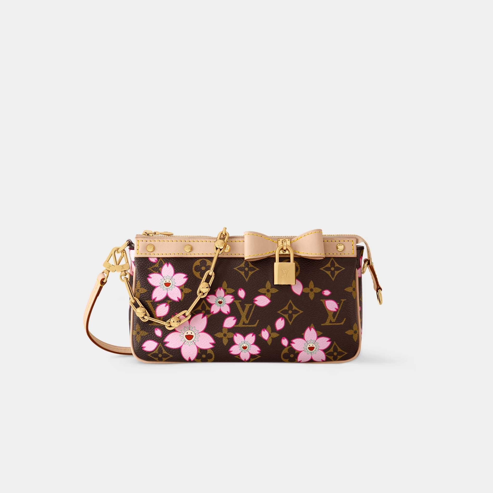 LV x TM Pochette Accessoires Monogram Cherry Blossom Handbag, Front