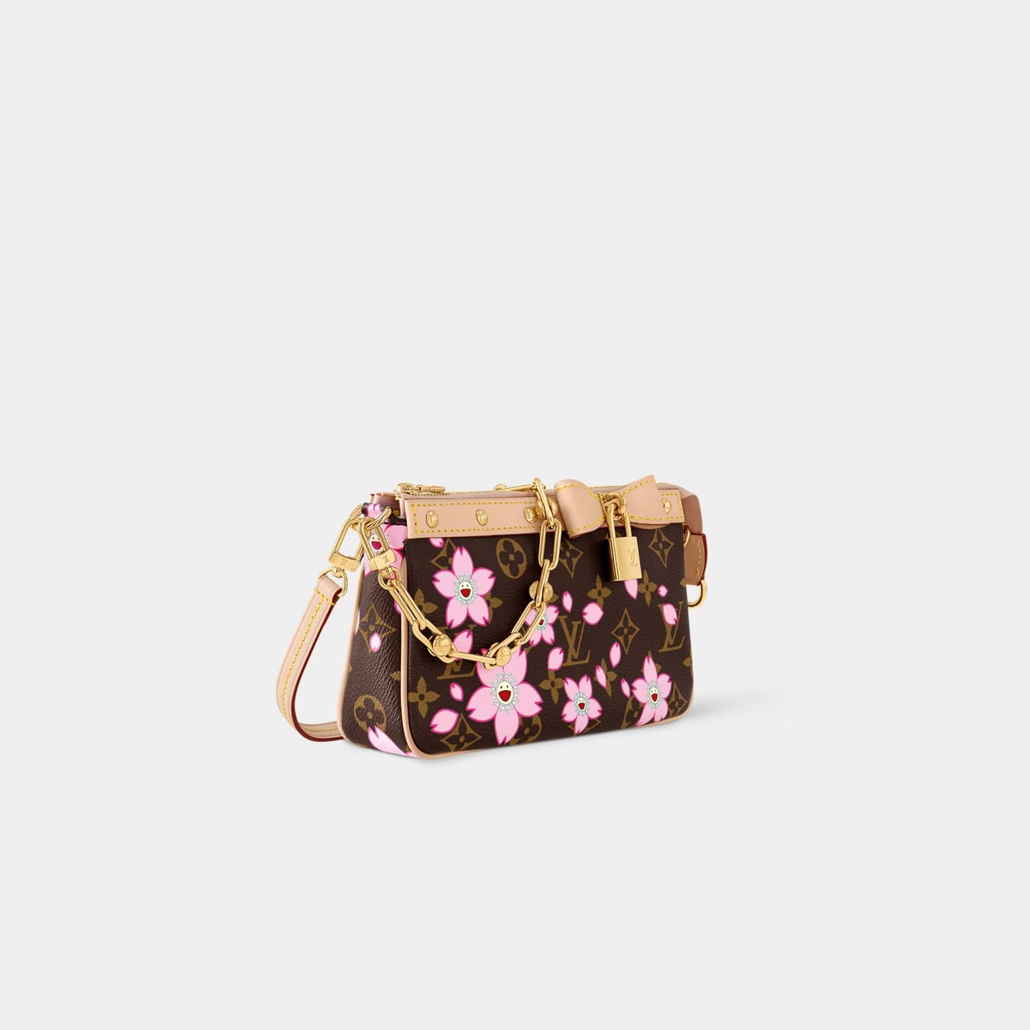 LV x TM Pochette Accessoires Monogram Cherry Blossom Handbag, Side