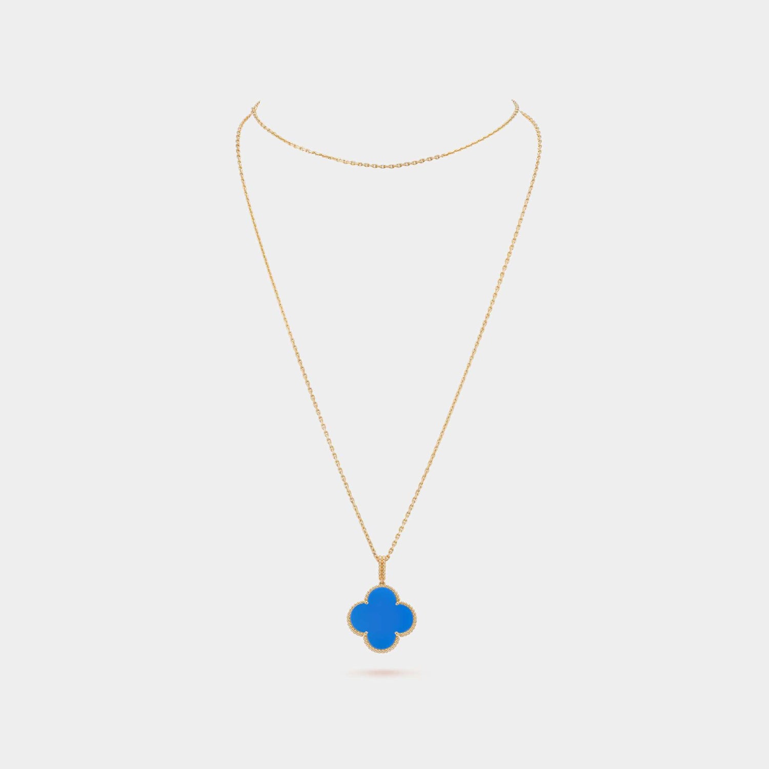 Magic Alhambra Long Necklace 1 motif Yellow Gold Agate,Front