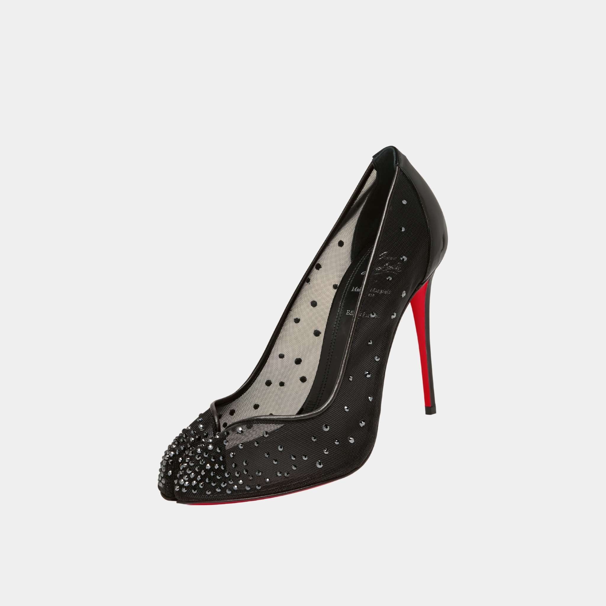 Maison Margiela Bridiela Una Strass Pump Mesh with Calf Leather, Black, Front