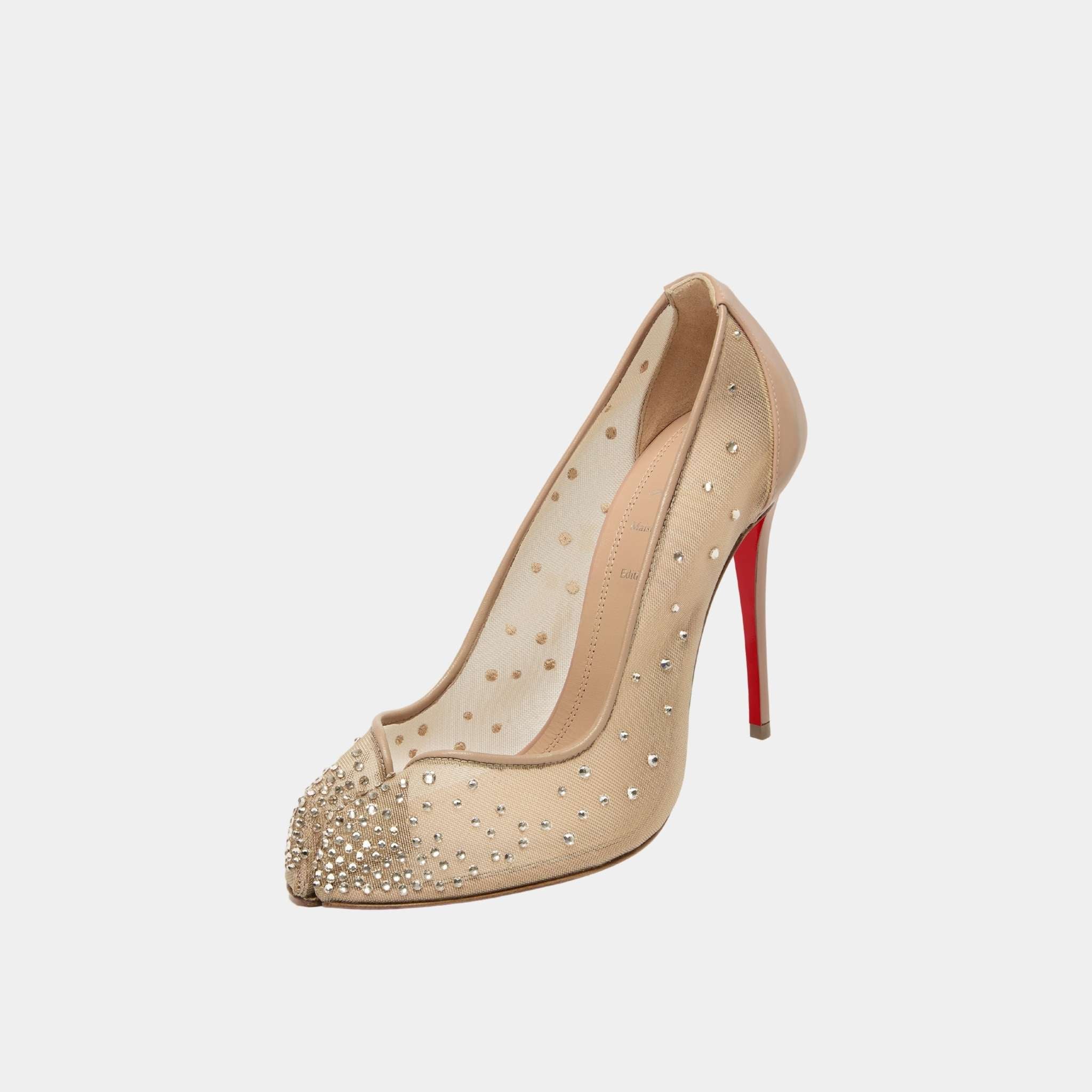 Maison Margiela Bridiela Una Strass Pump Mesh with Calf Leather, Nude, Front