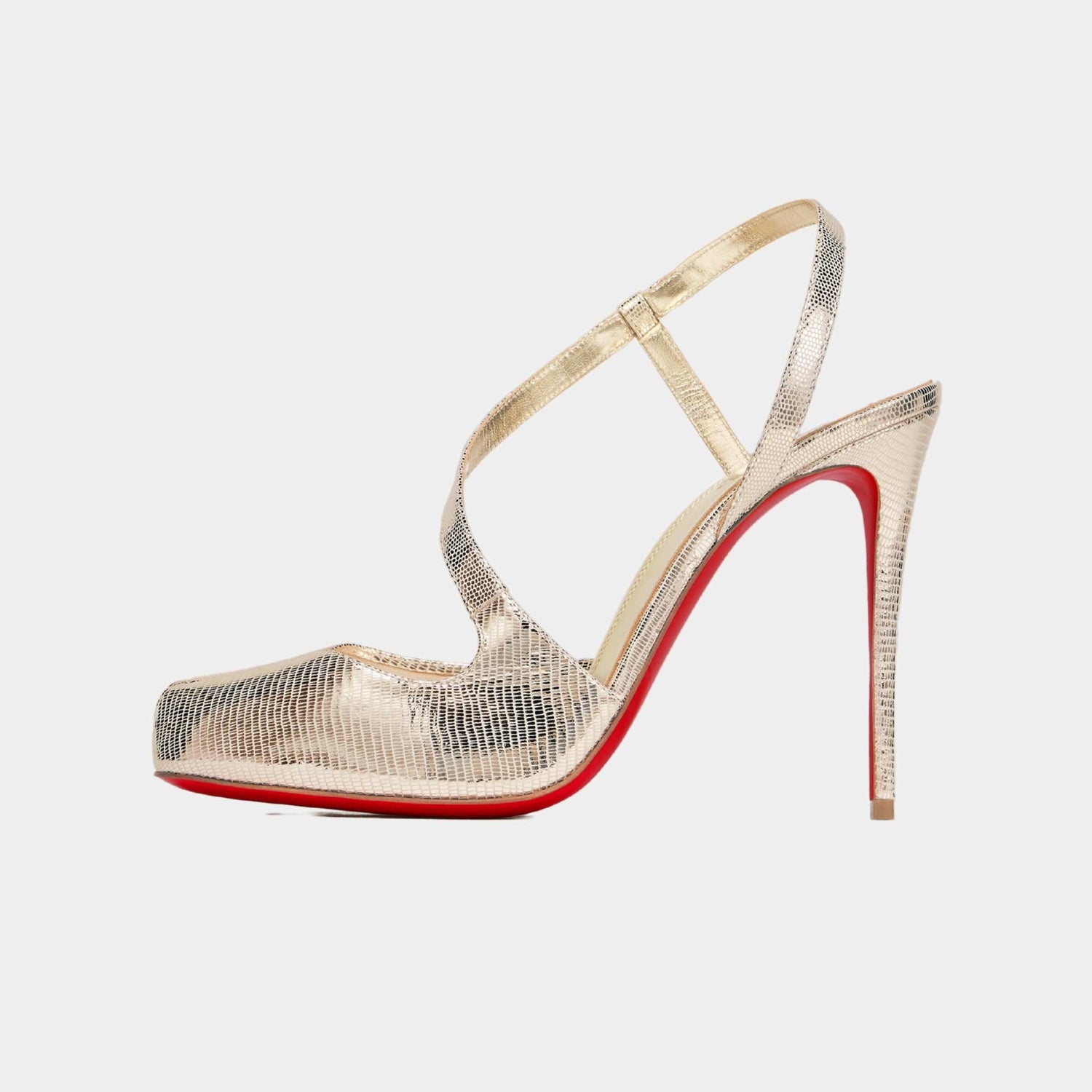Maison Margiela Loubiella Slingback Pump Platinum Laminated Calf Leather, Side