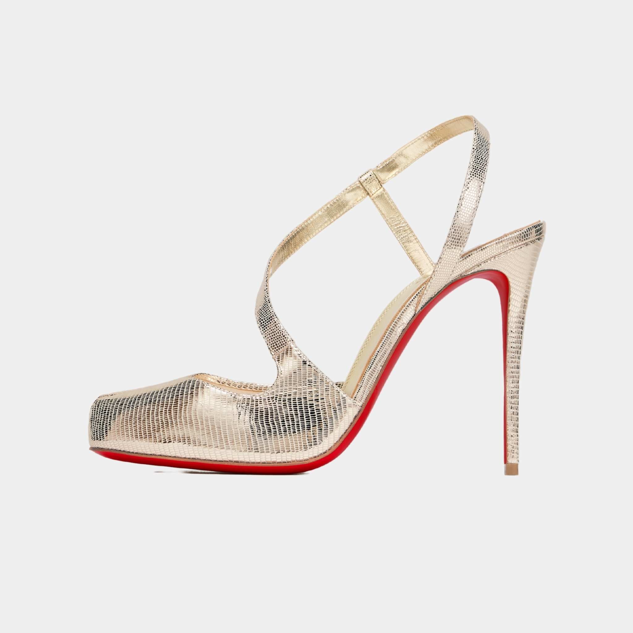Maison Margiela Loubiella Slingback Pump Platinum Laminated Calf Leather, Side