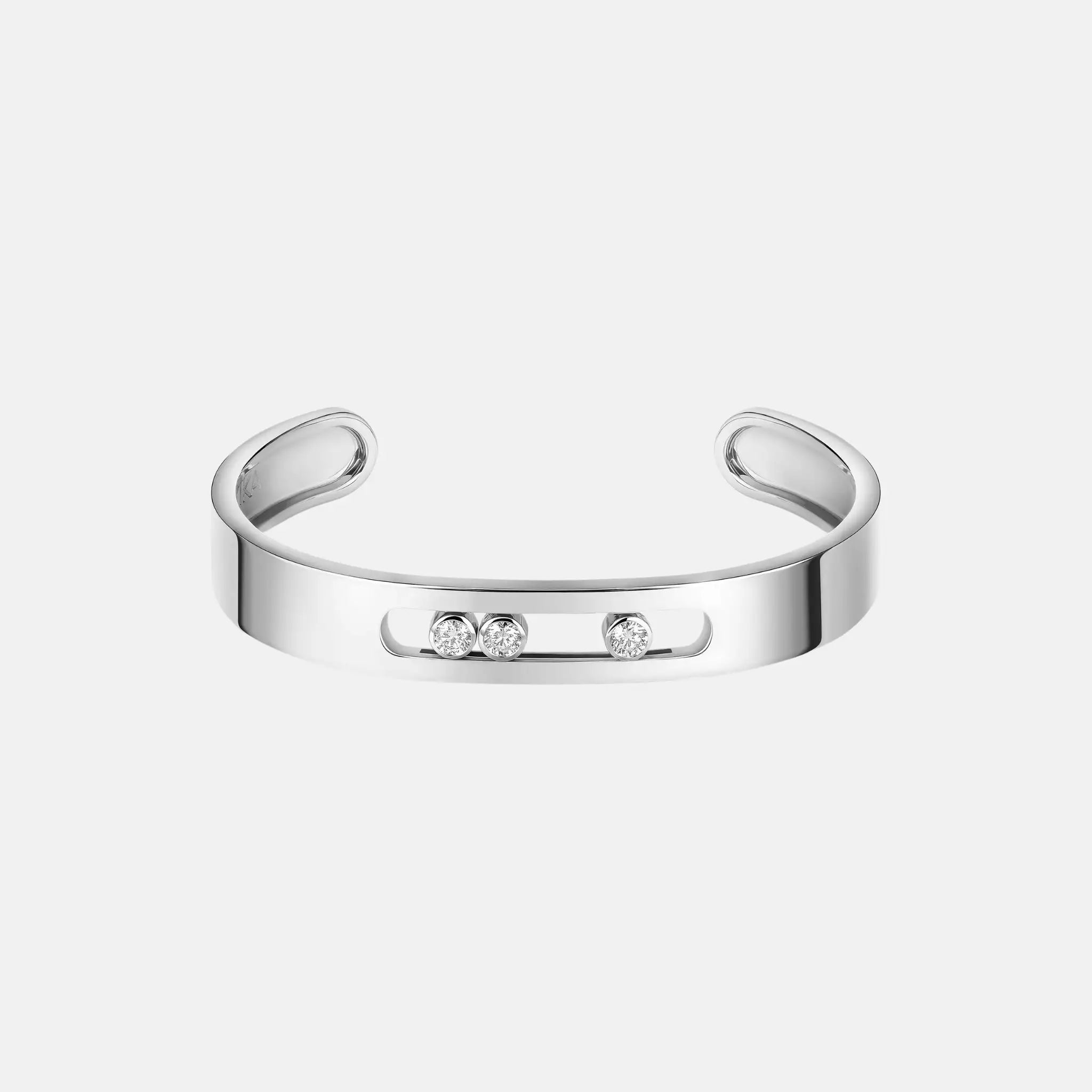 Messika Move Joaillerie Bangle Large Gold Diamond Bracelet, White Gold, Front