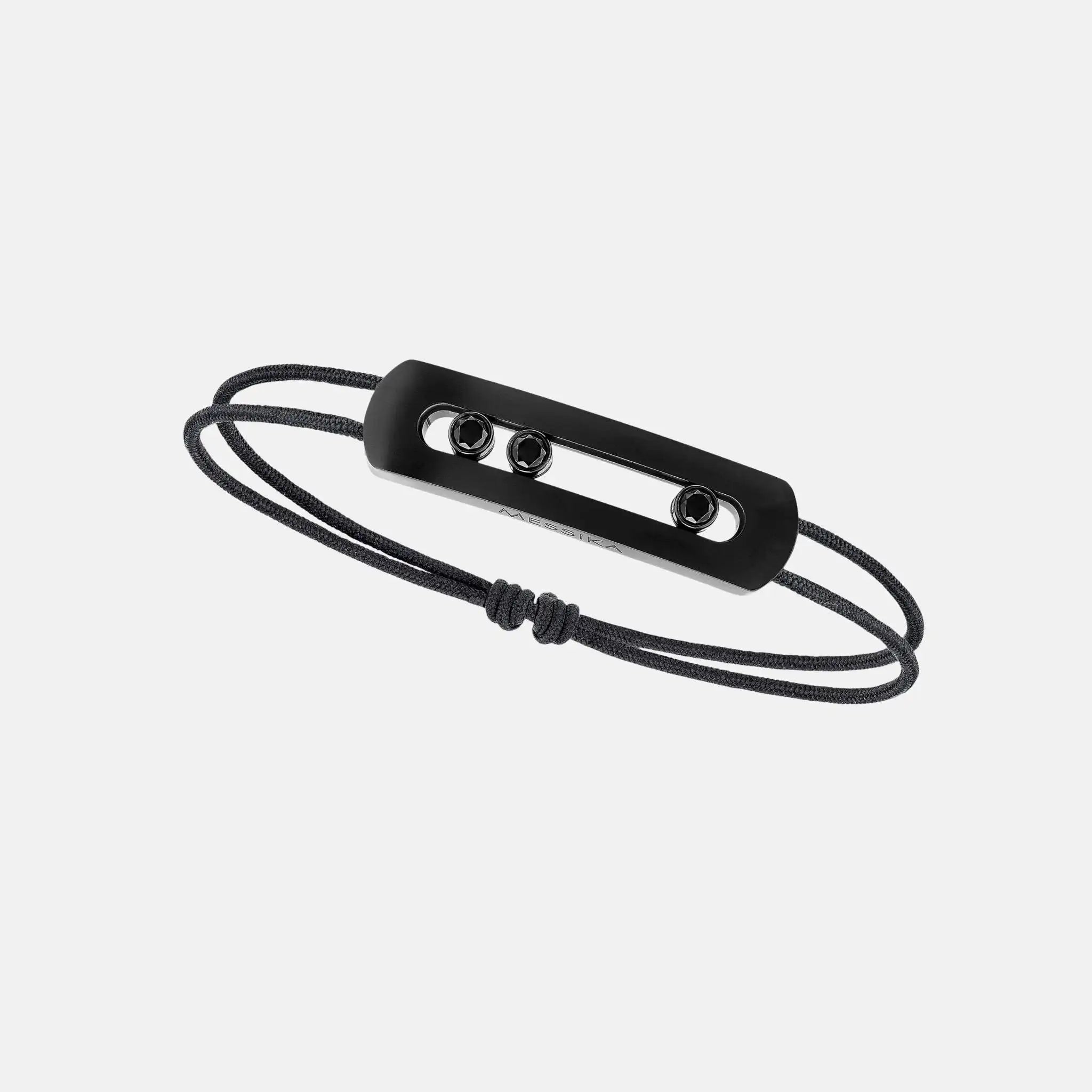 Messika Move Titanium XL Cord Black Titanium Diamond Bracelet, Front