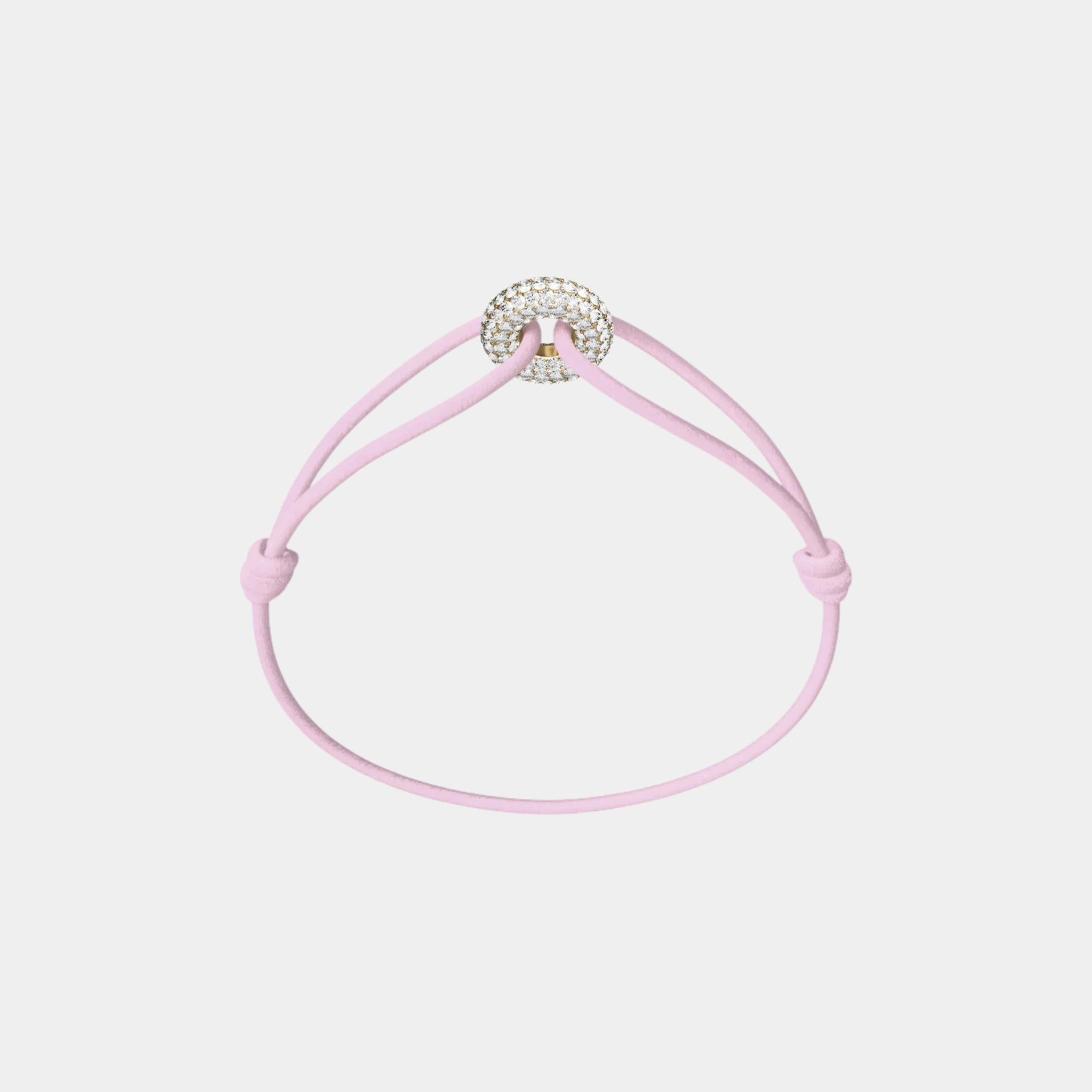 Wecord Mini Golden Soho Pave Cord Bracelet, Light Pink