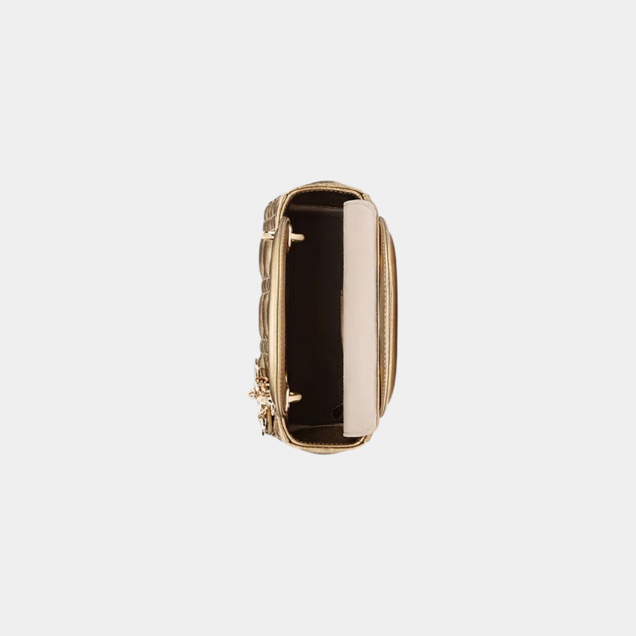 Mini Lady Dior Bag Calfskin, Bronze, Top