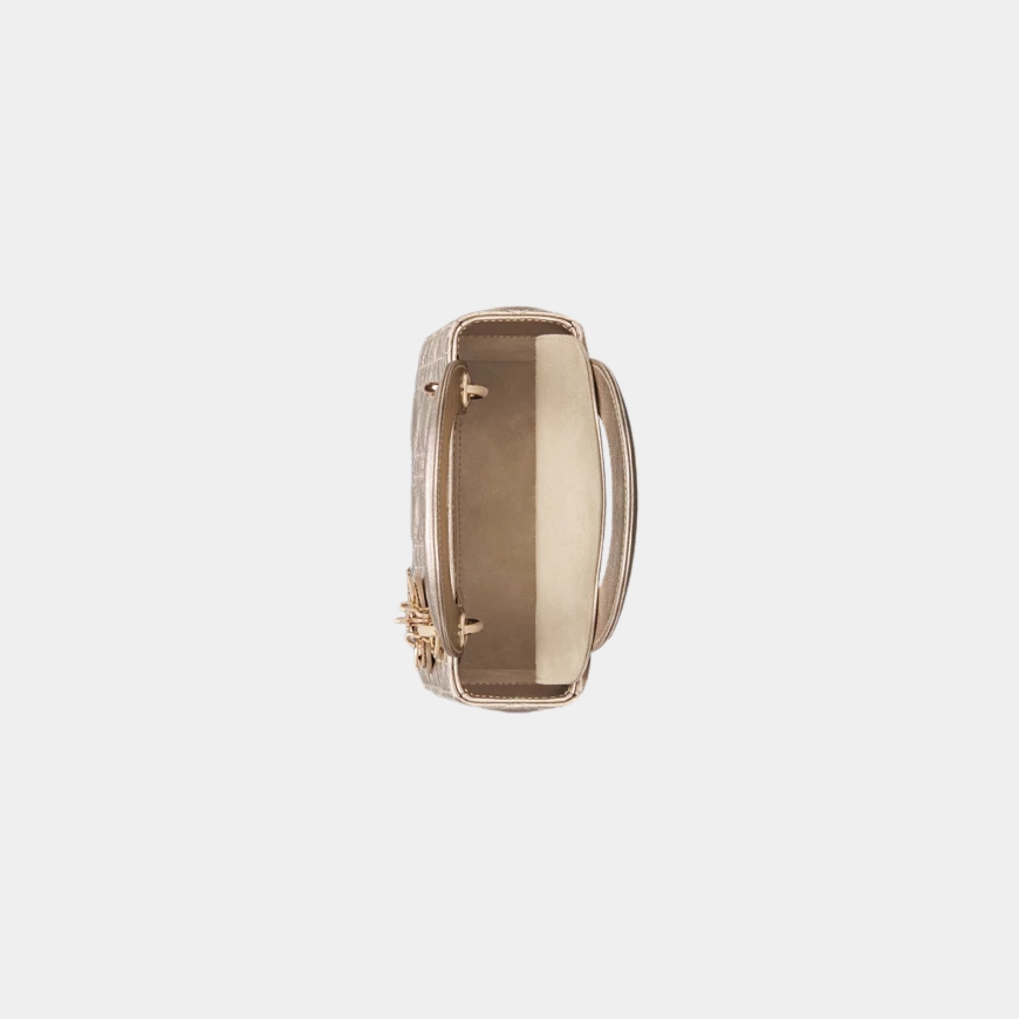 Mini Lady Dior Bag Calfskin, Pale Gold, Top