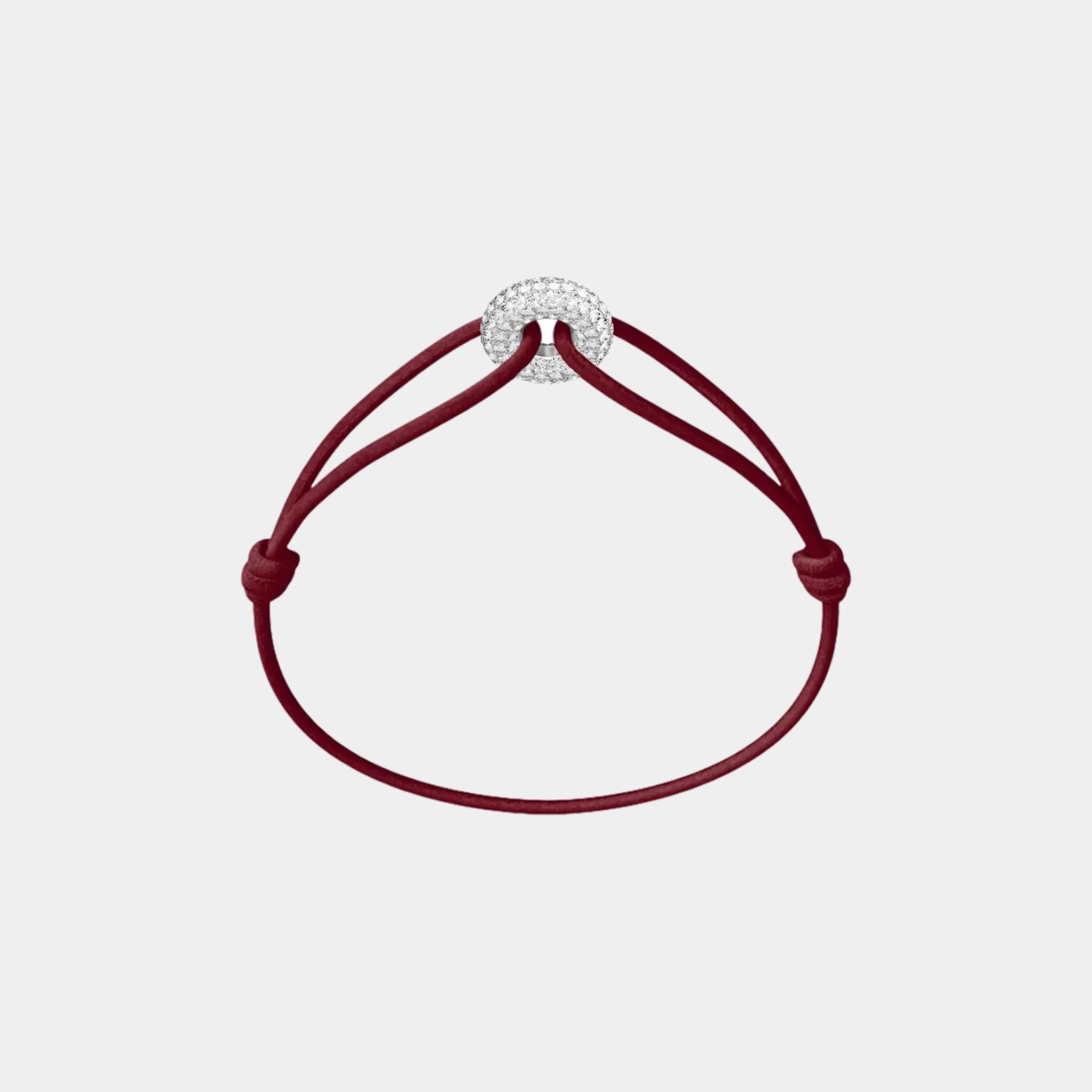 Wecord Mini Silver Soho Pave Cord Bracelet, Burgundy