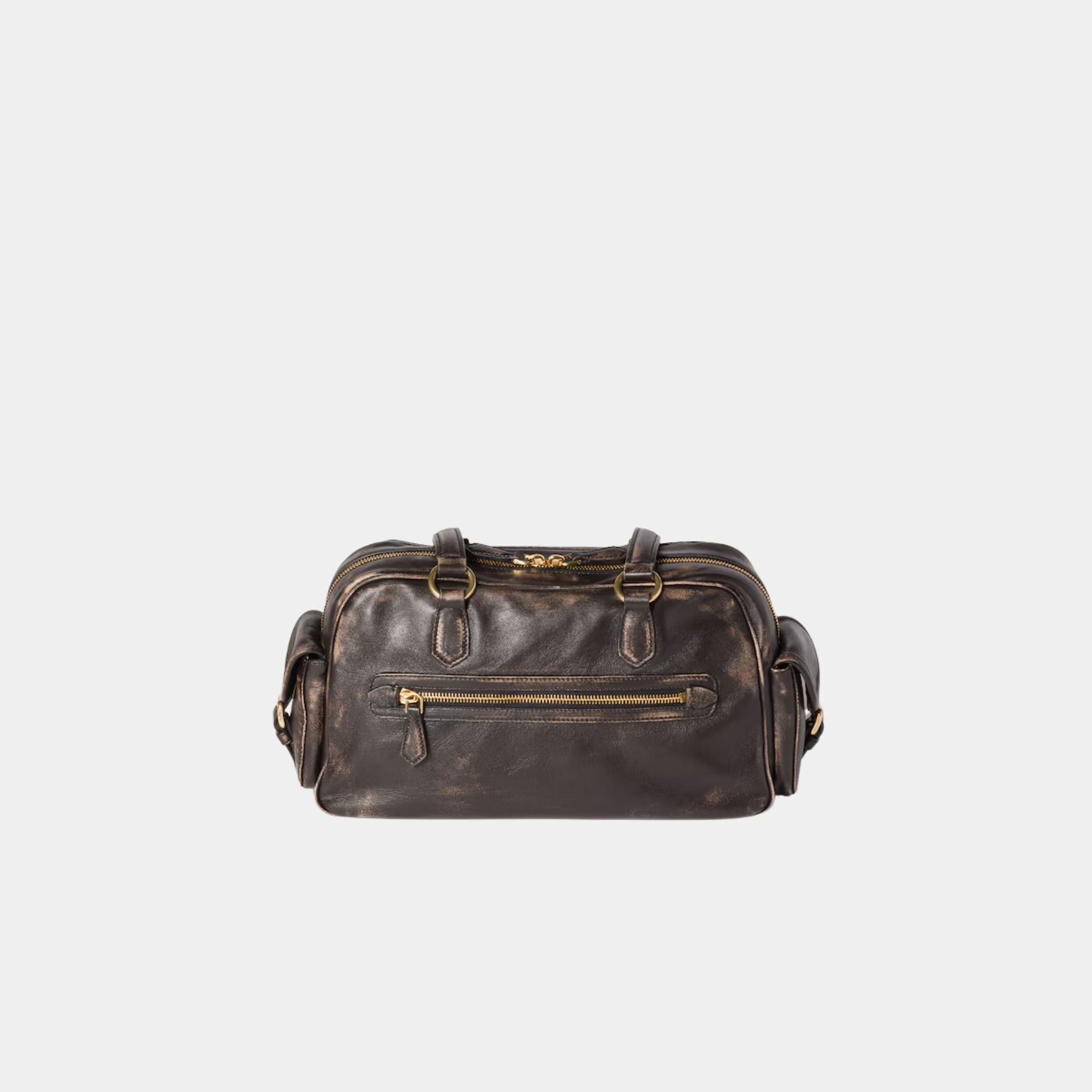 Miu Miu Aged Nappa Leather Top Handle Bag, Coffee, Back