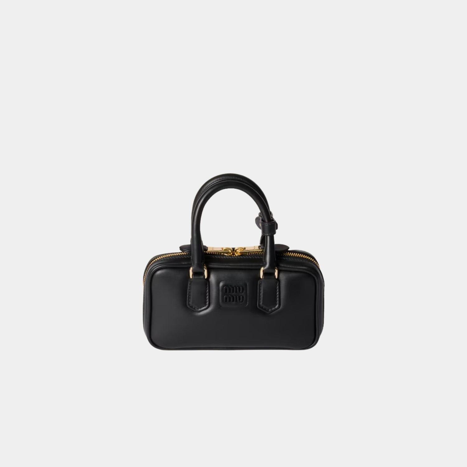 Miu Miu Arcadie Leather Mini Bag, Black, Front