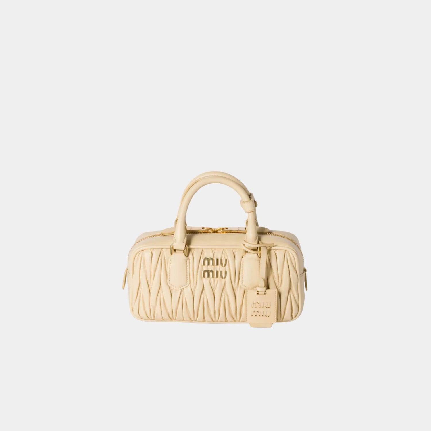 Miu Miu Arcadie Matelassé Nappa Leather Regular Bag, Soy Green, Front
