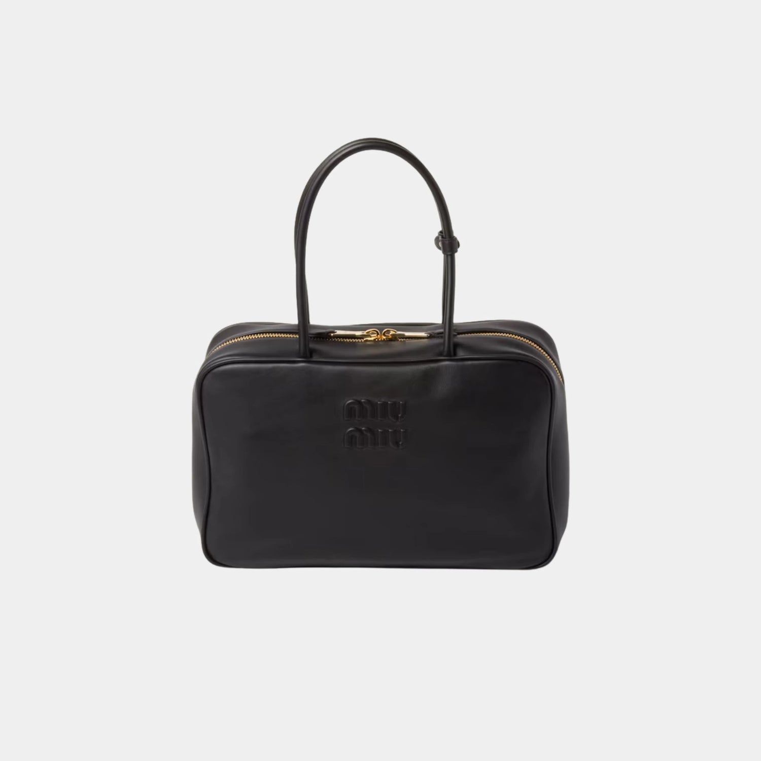 Miu Miu Beau Leather Large Bag, Black, Front