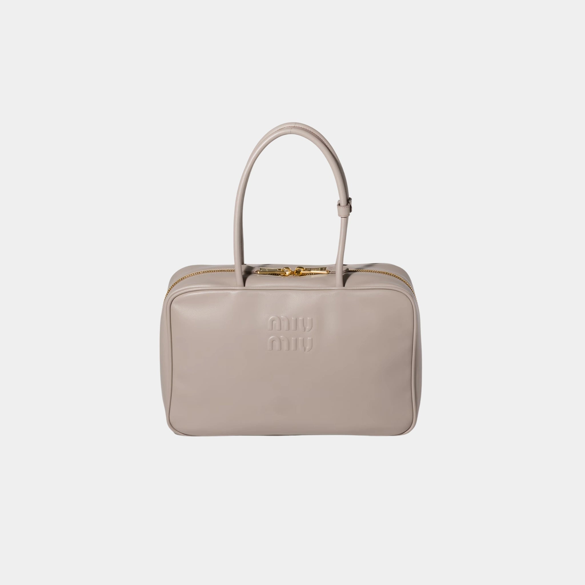 Miu Miu Beau Leather Large Bag, Pumice Stone, Front