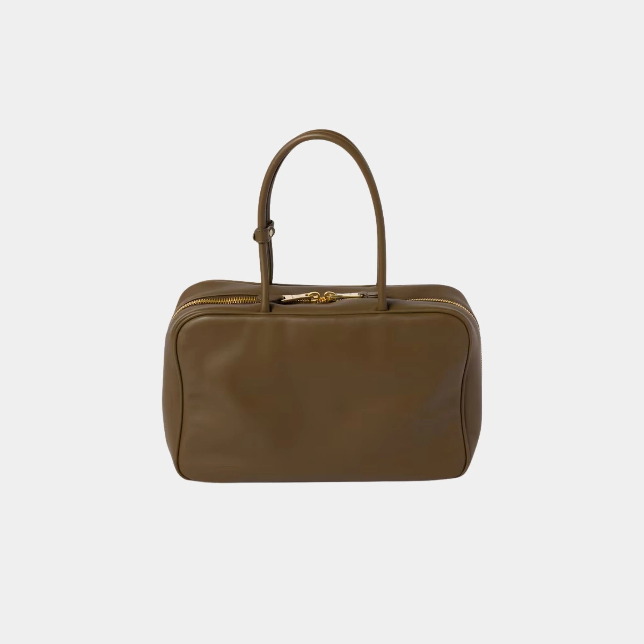 Miu Miu Beau Leather Large Bag, Briarwood, Tundra, Back
