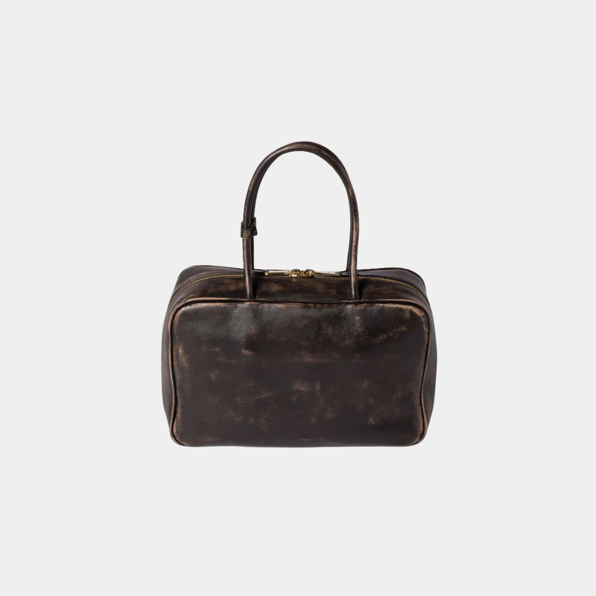 Miu Miu Beau Vintage Effect Nappa Leather Large Bag, Coffee, Back