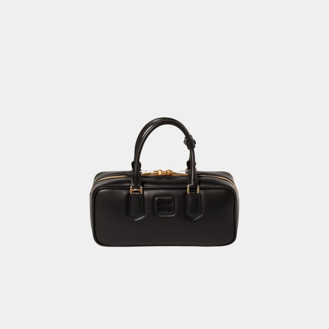 Miu Miu Large Arcadie Leather Bag, Black, Front
