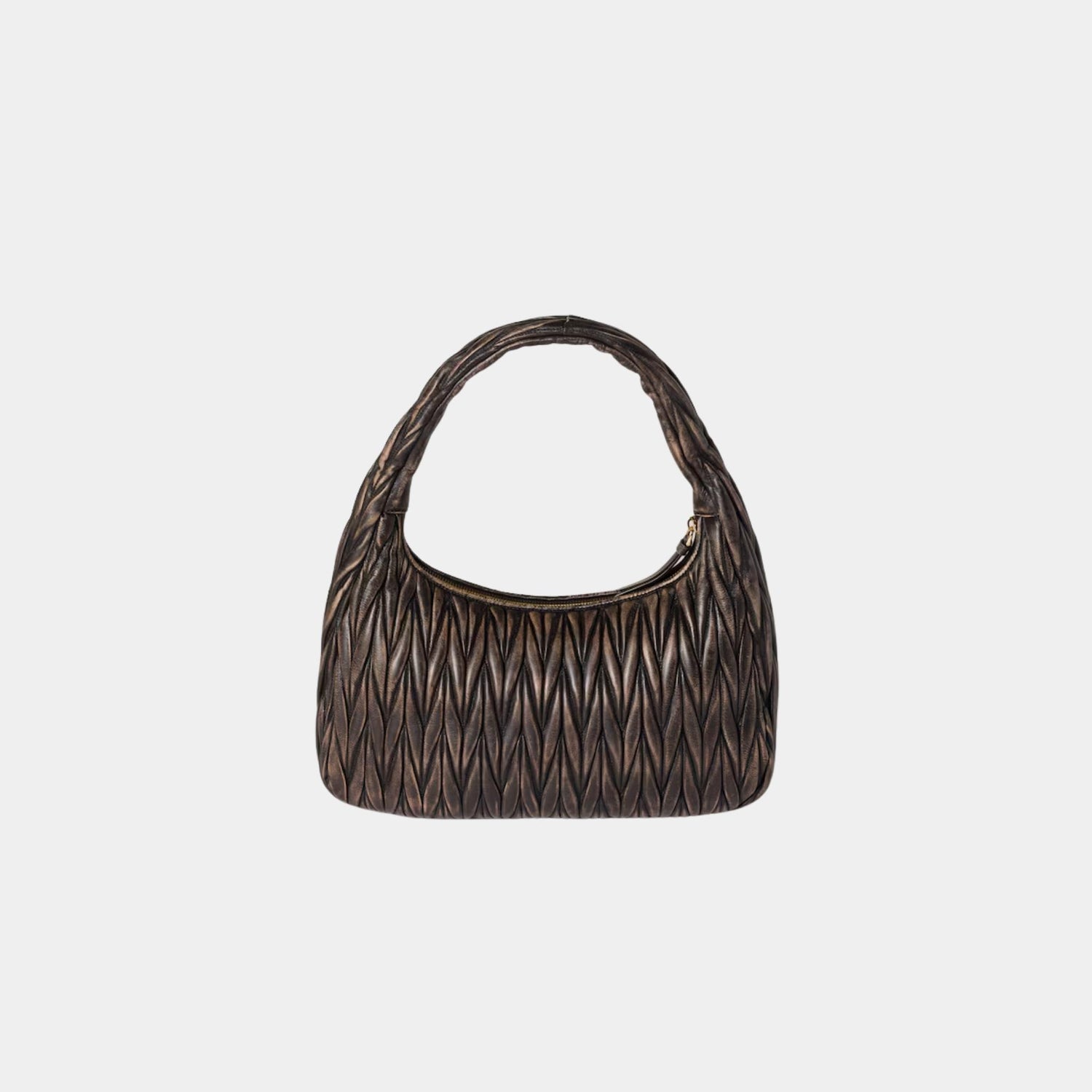 Miu Miu Large Wander Bag in Quilted Nappa Leather, Coffee, Back