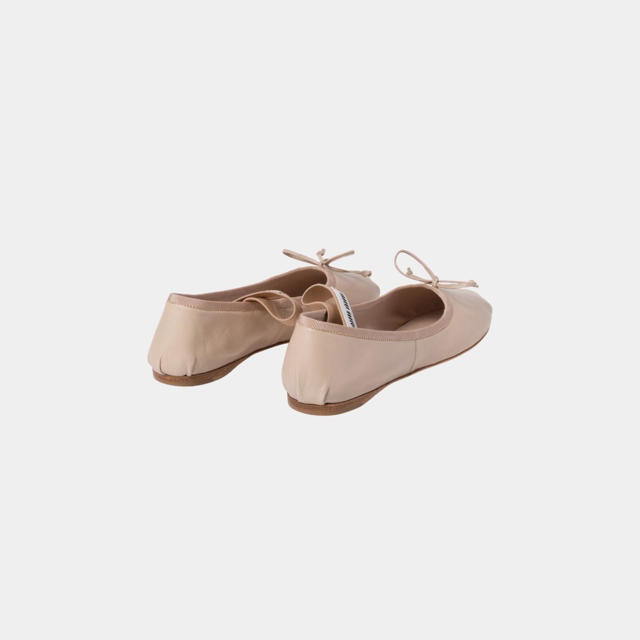 Miu Miu Leather Ballerinas With Removable Elastic, Water Lily, Back
