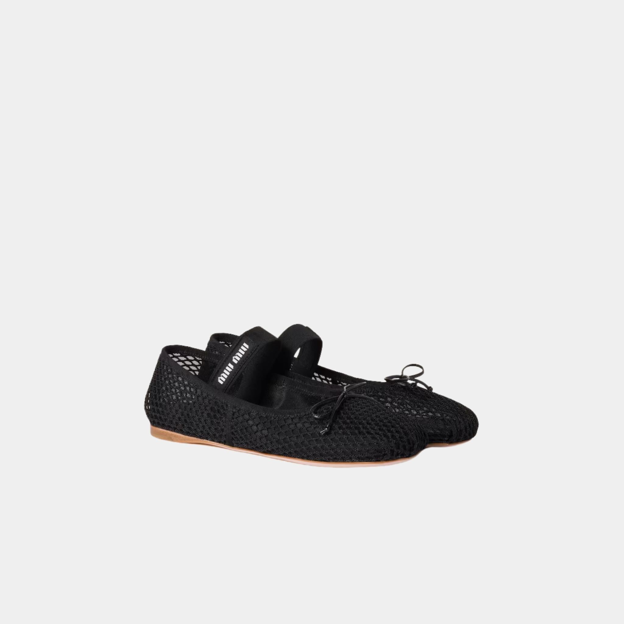 Miu Miu Mesh Fabric Ballerinas, Front