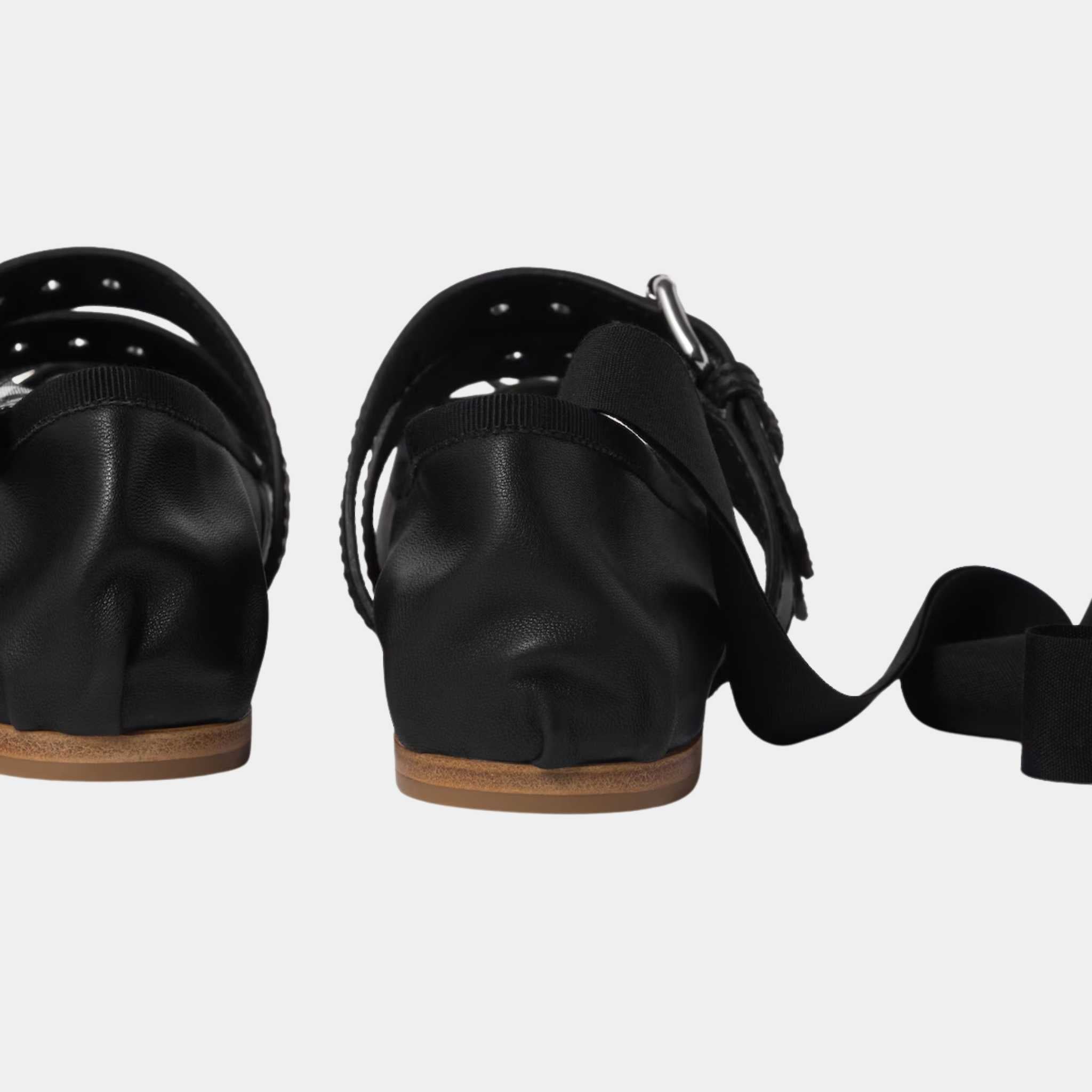Miu Miu Nappa And Calf Leather Ballerinas, Black, Back