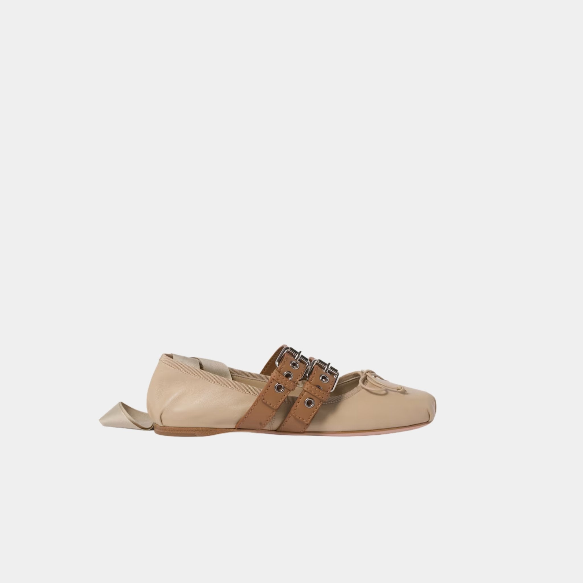Miu Miu Nappa And Calf Leather Ballerinas, Cord, Side