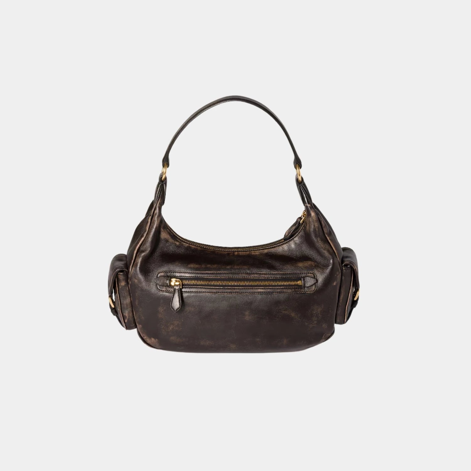 Miu Miu Pocket Soft Aged Nappa Leather Bag, Coffee, Back